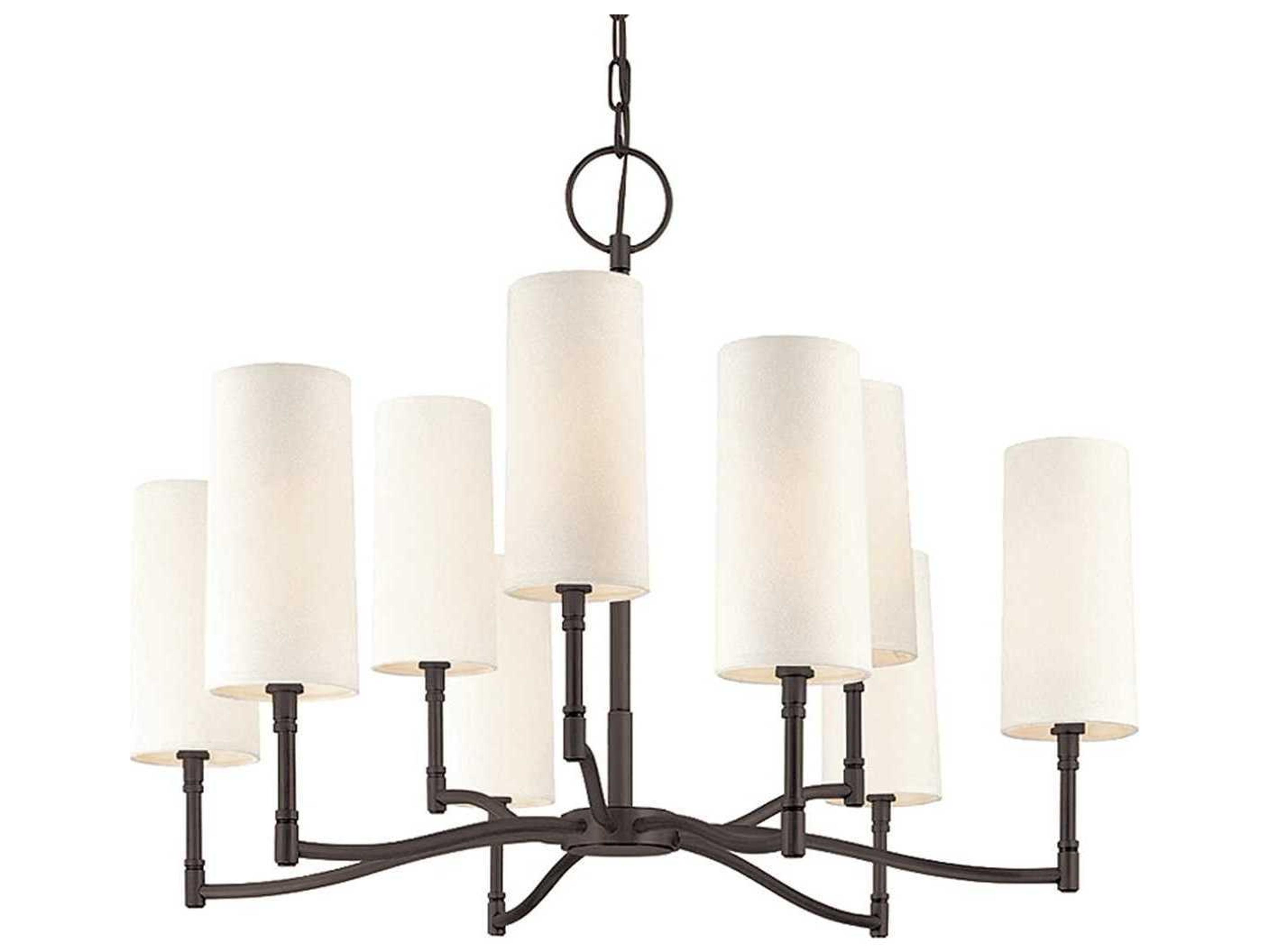 Hudson Valley Dillon 9-Light Old Bronze Off White Candelabra Cylinder Chandelier