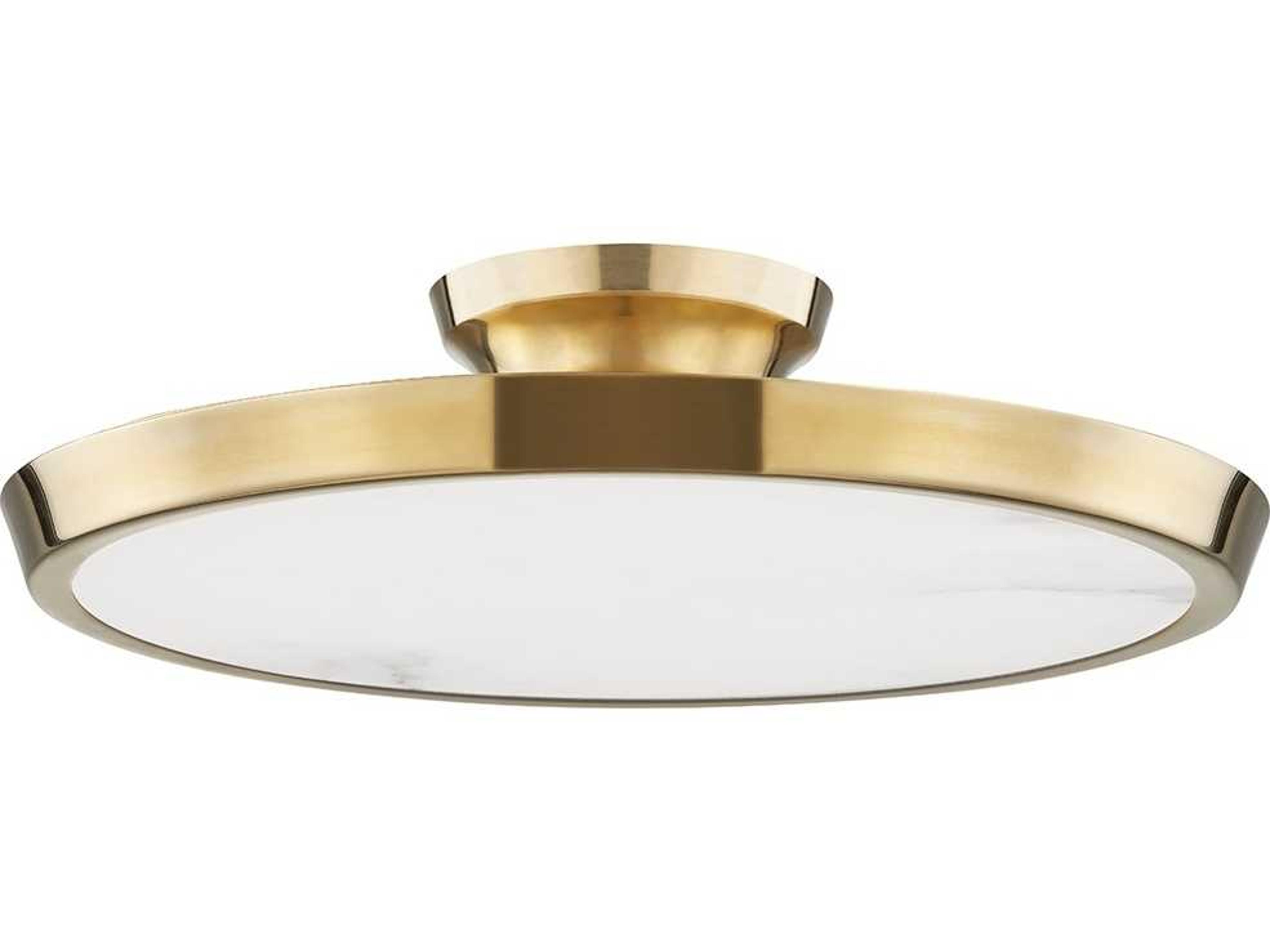 Hudson Valley Draper 1-Light Aged Brass LED Round Semi Flush Mount