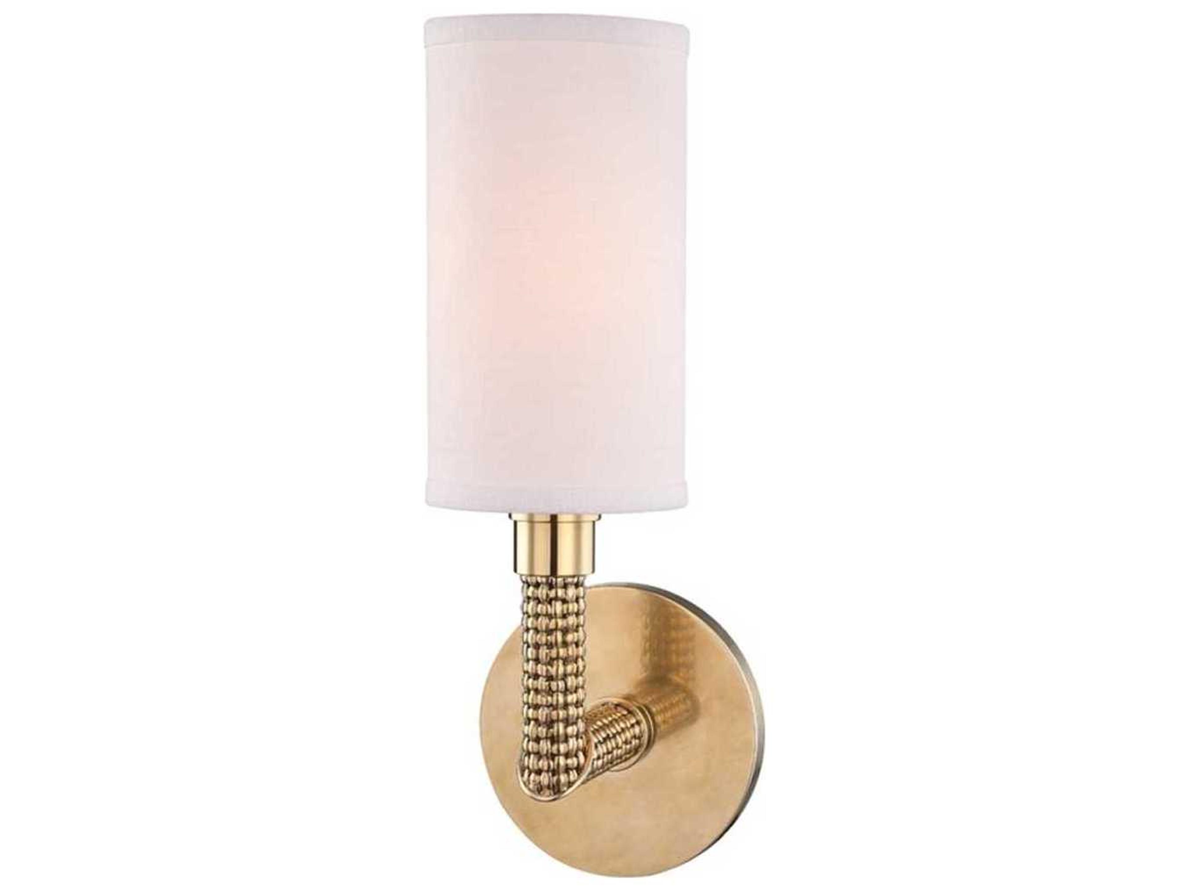 Hudson Valley Dubois 1-Light Aged Brass Off White Wall Sconce