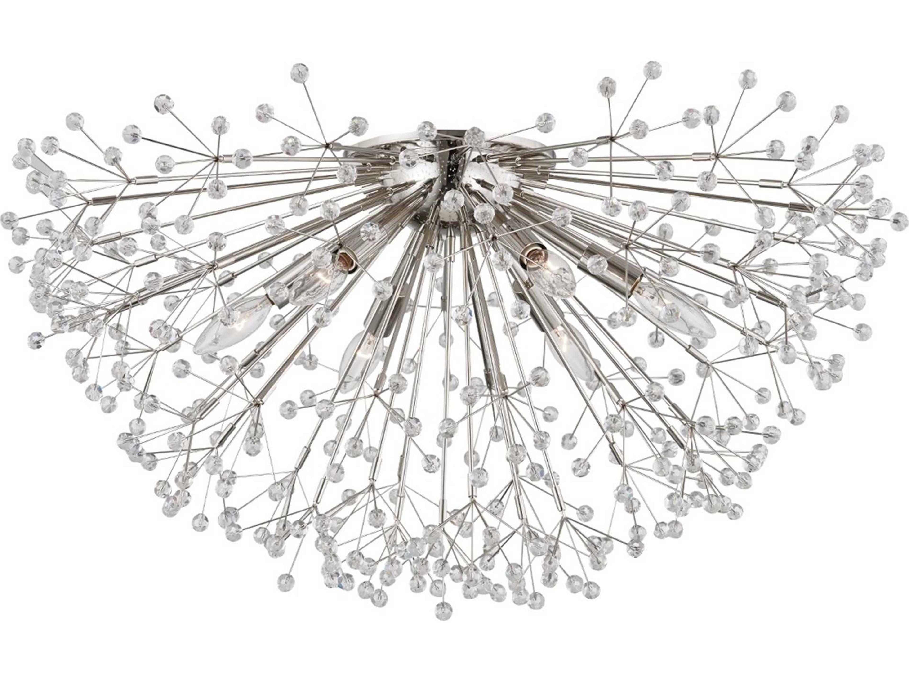 Hudson Valley Dunkirk 6-Light Polished Nickel Crystal Round Flush Mount