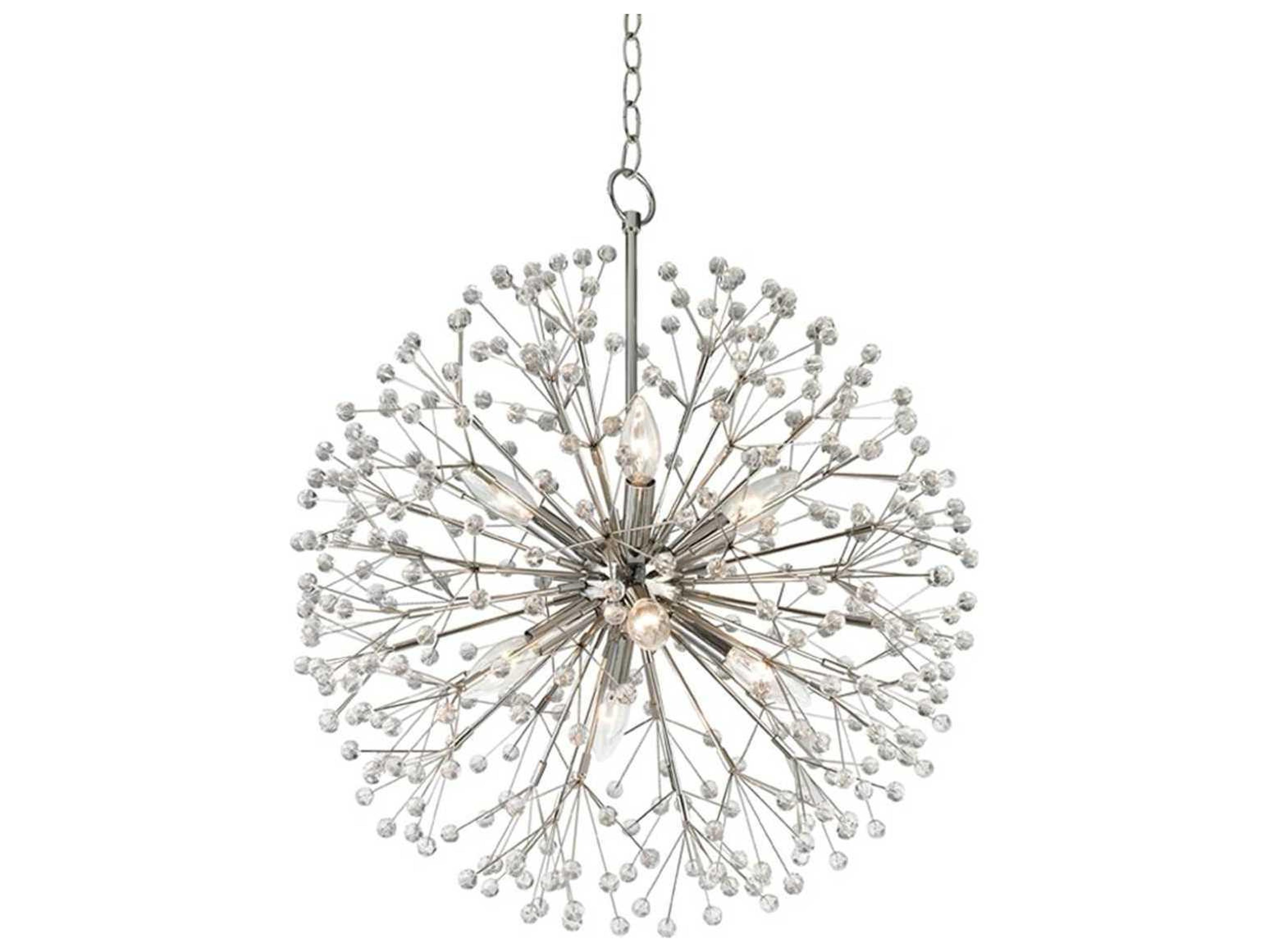Hudson Valley Dunkirk 8-Light Polished Nickel Crystal Round Pendant