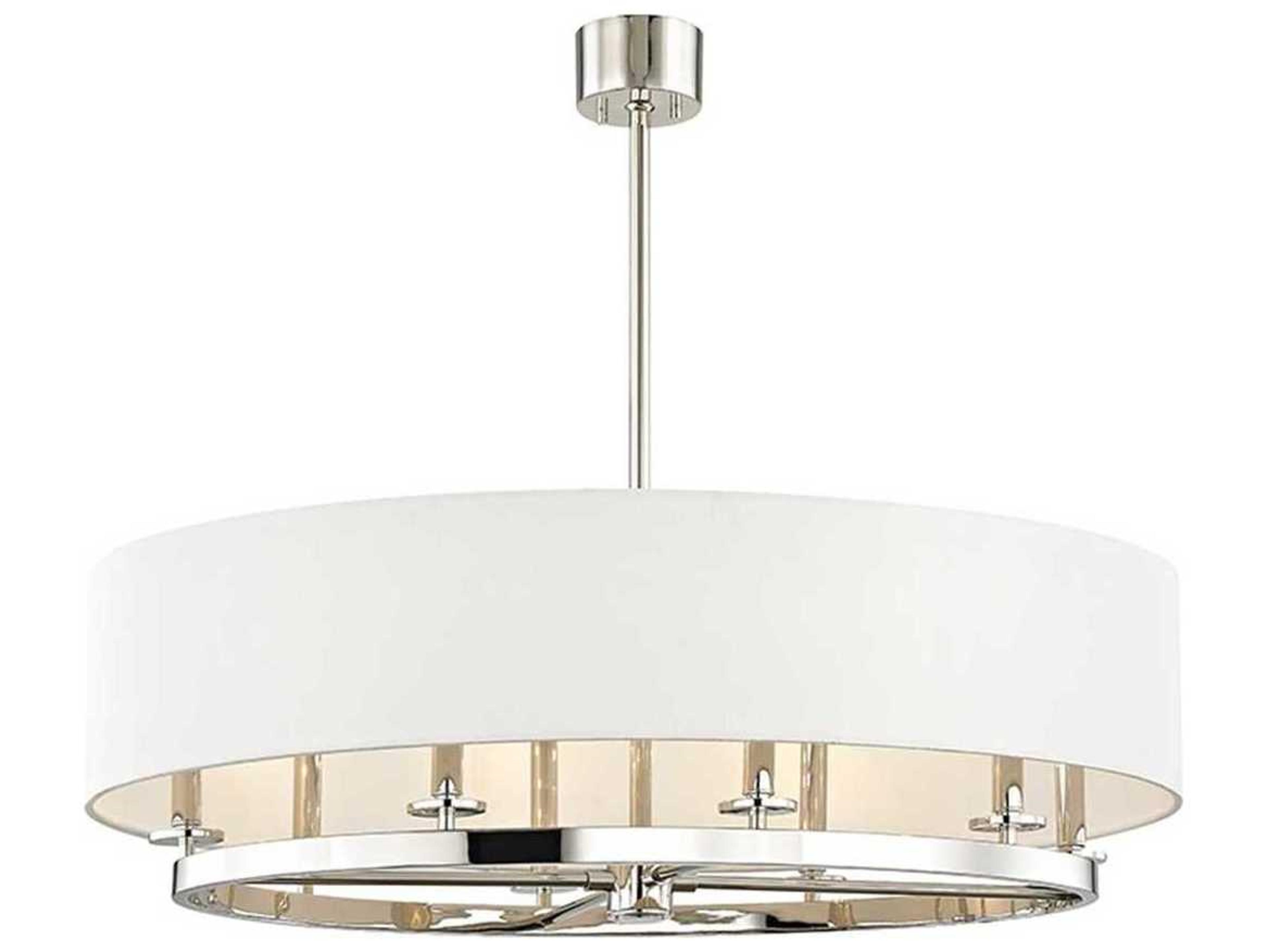 Hudson Valley Durham 8-Light Polished Nickel Off White Candelabra Drum Chandelier