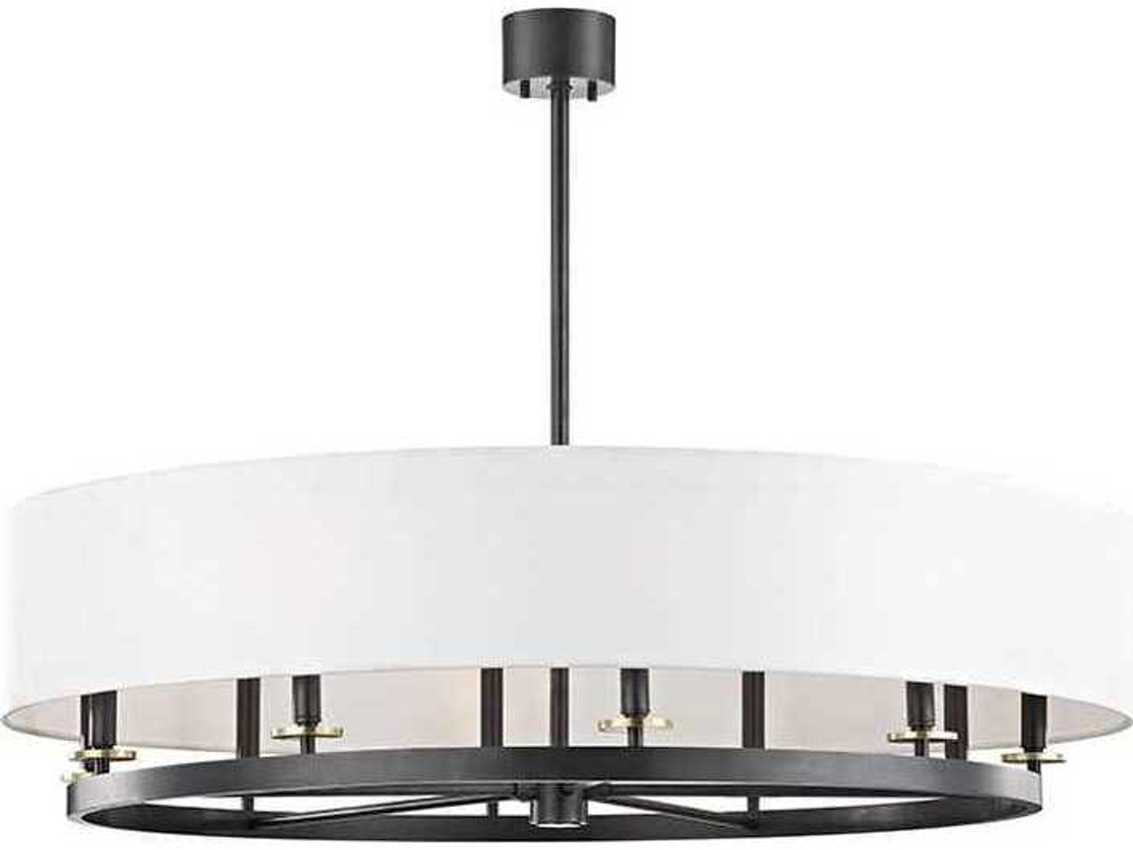 Hudson Valley Durham 10-Light Aged Old Bronze Off White Candelabra Cylinder Round Chandelier