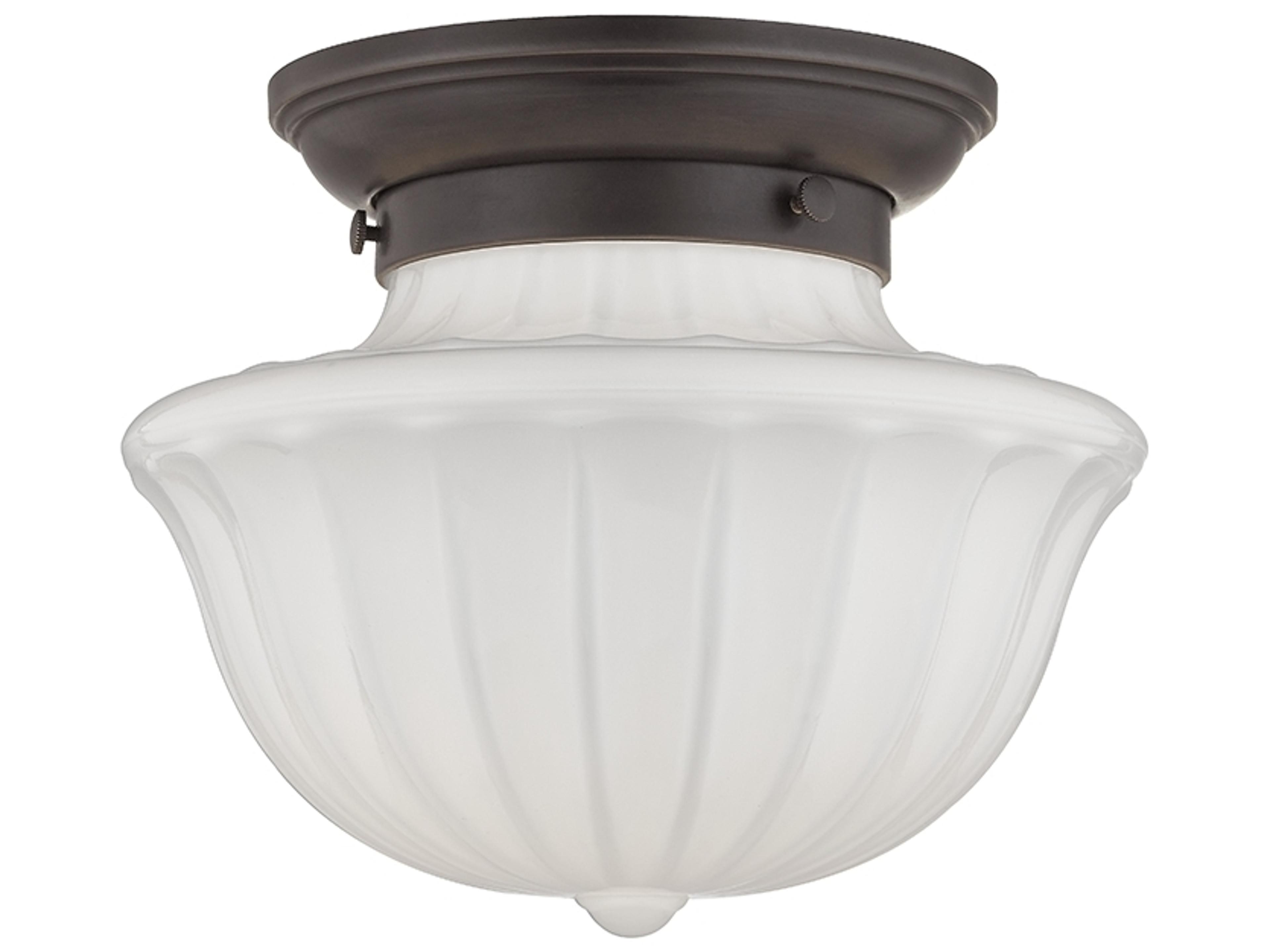 Hudson Valley Dutchess 1-Light Old Bronze White Glass Semi Flush Mount