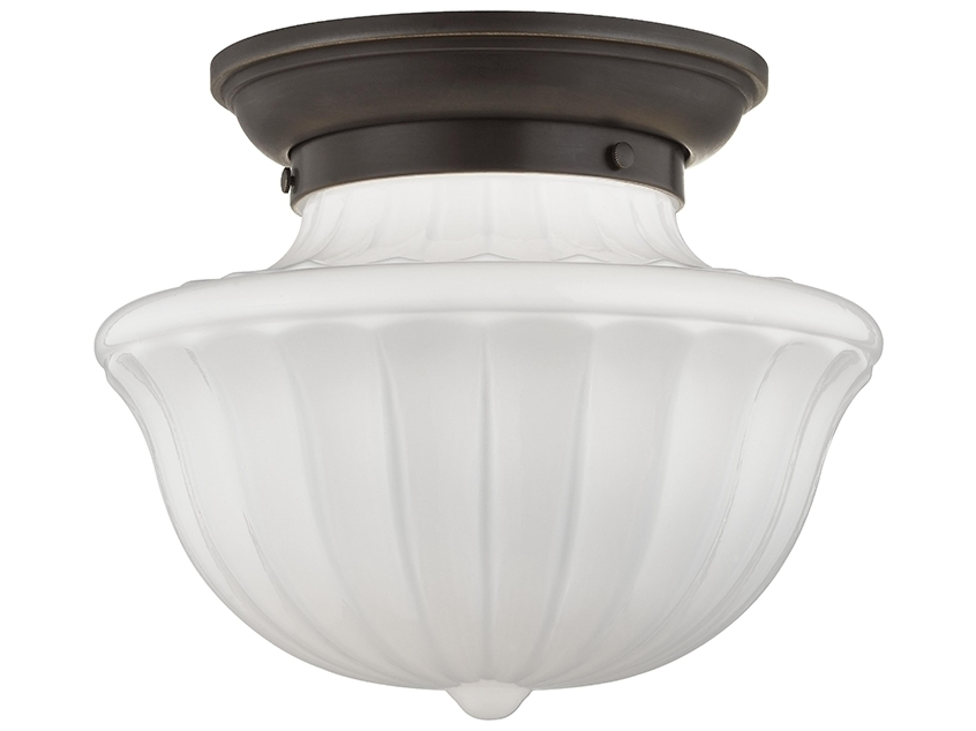 Hudson Valley Dutchess 1-Light Old Bronze White Glass Semi Flush Mount