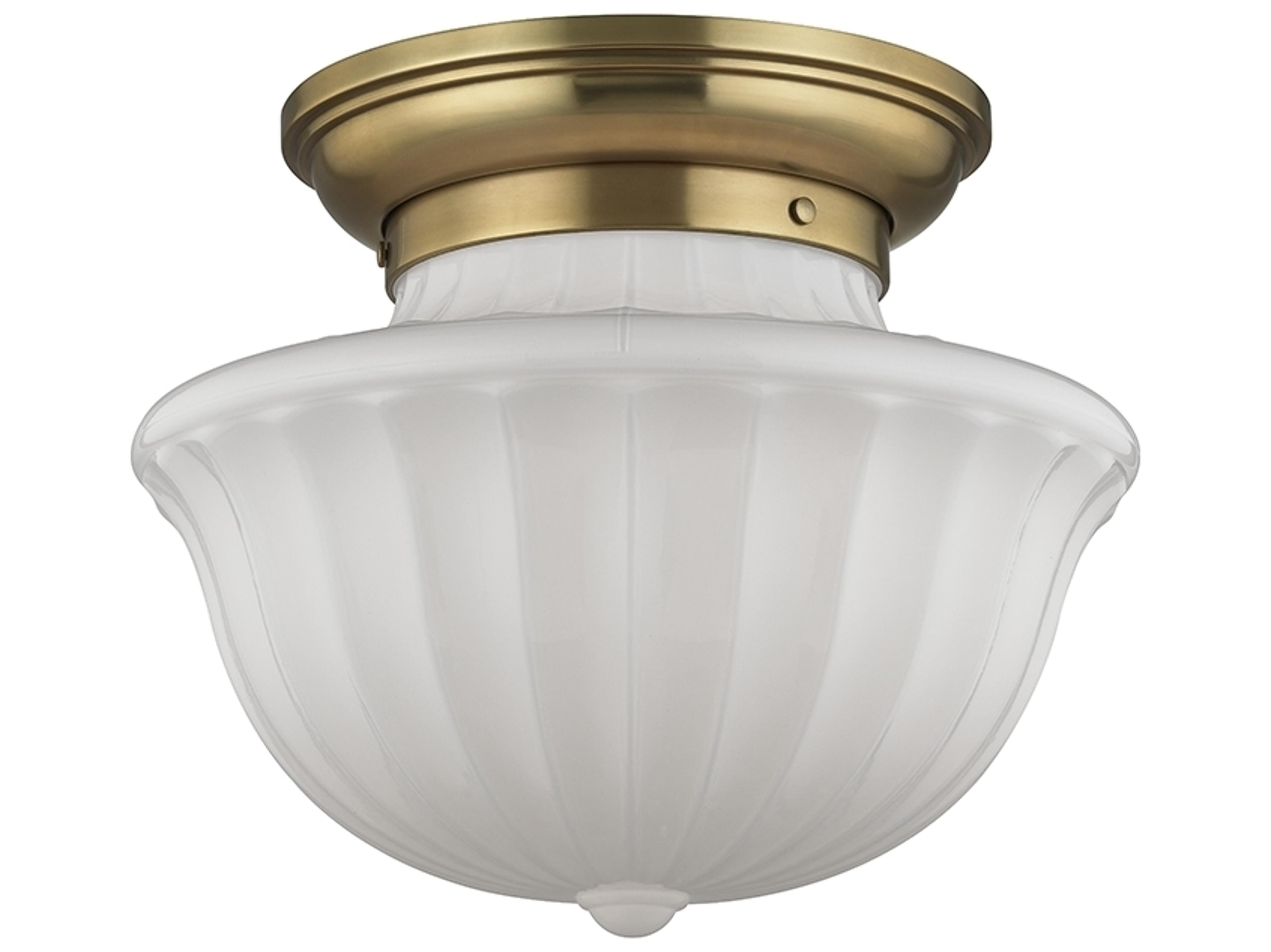 Hudson Valley Dutchess 2-Light Aged Brass White Glass Semi Flush Mount