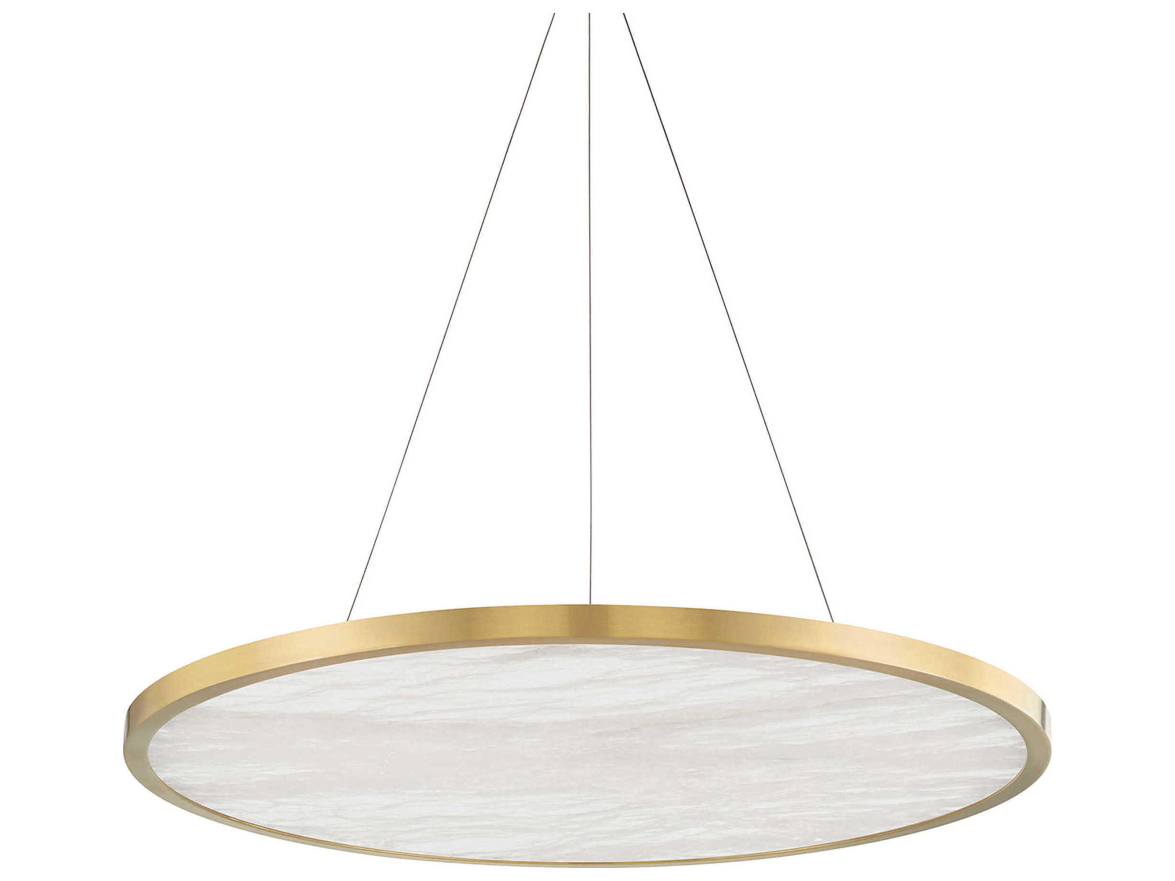 Hudson Valley Eastport 1-Light Aged Brass Glass LED Round Pendant