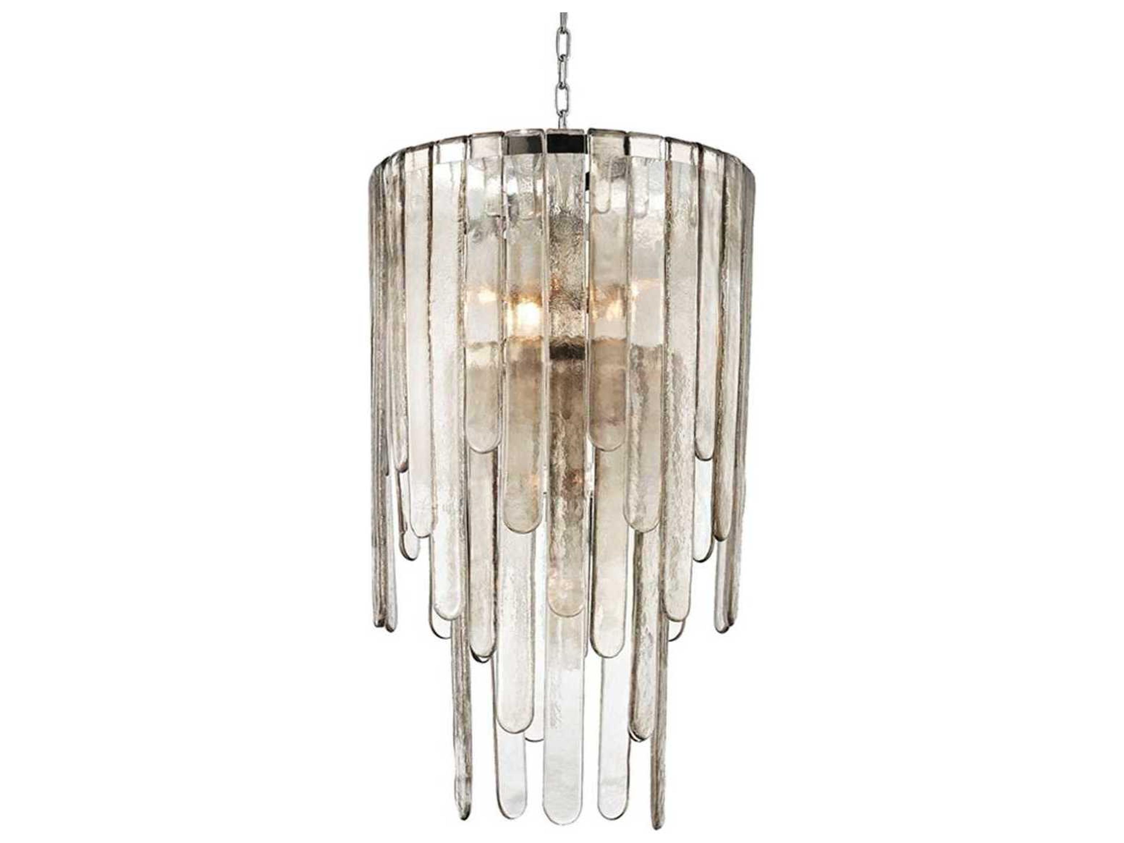 Hudson Valley Fenwater 9-Light Polished Nickel Gold Glass Tiered Pendant