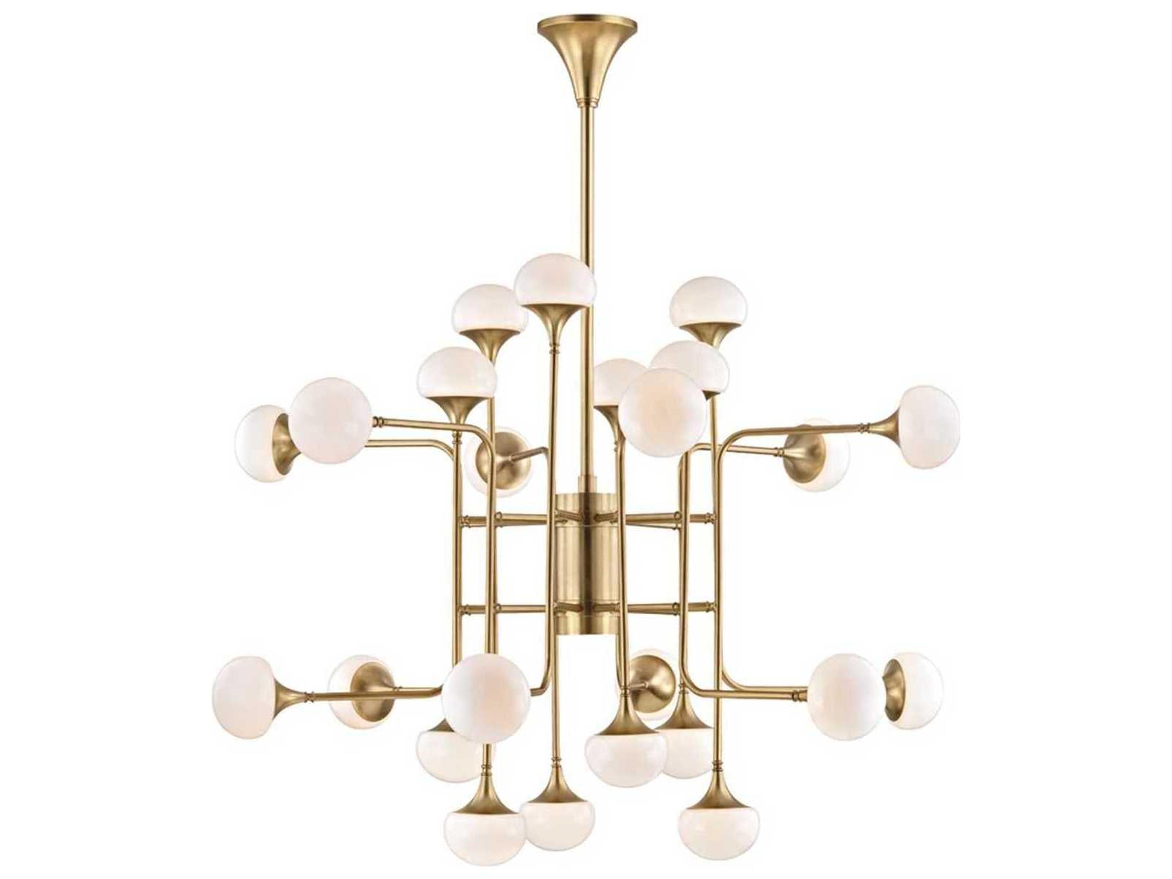 Hudson Valley Fleming 24-Light Aged Brass Glass LED Globe Round Chandelier
