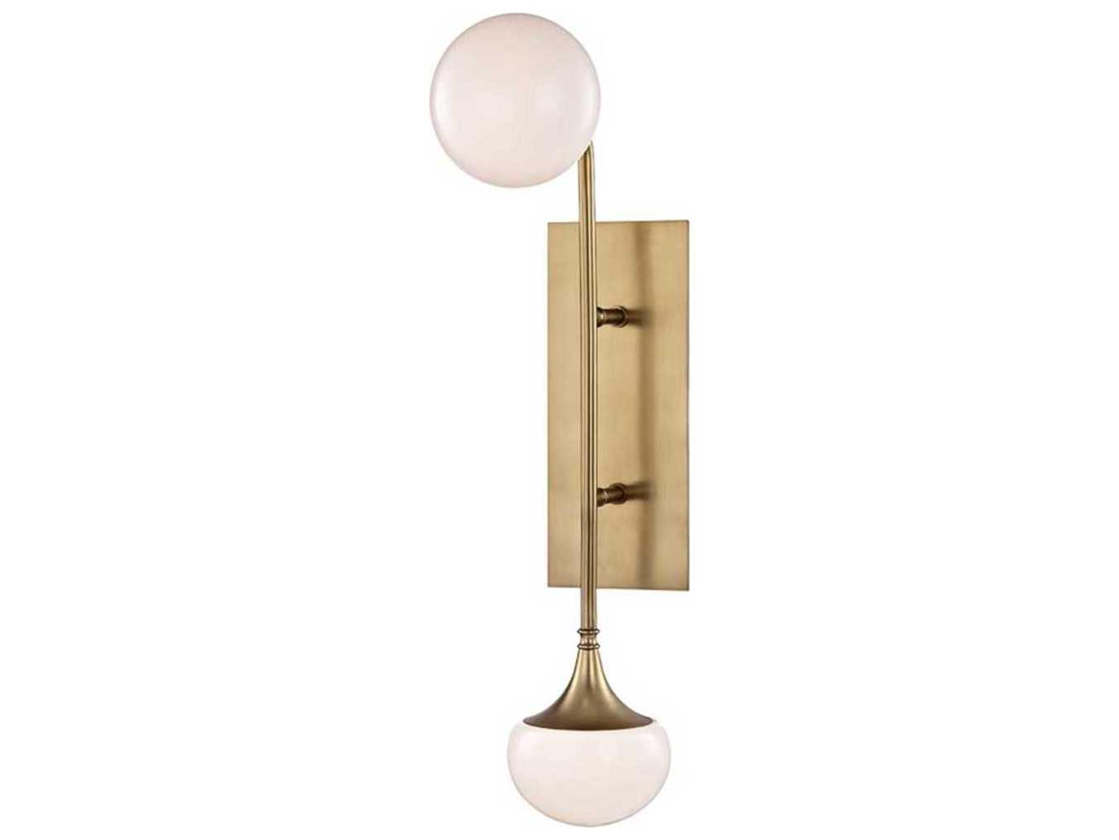 Hudson Valley Fleming 2-Light Aged Brass Off White Glass LED Wall Sconce