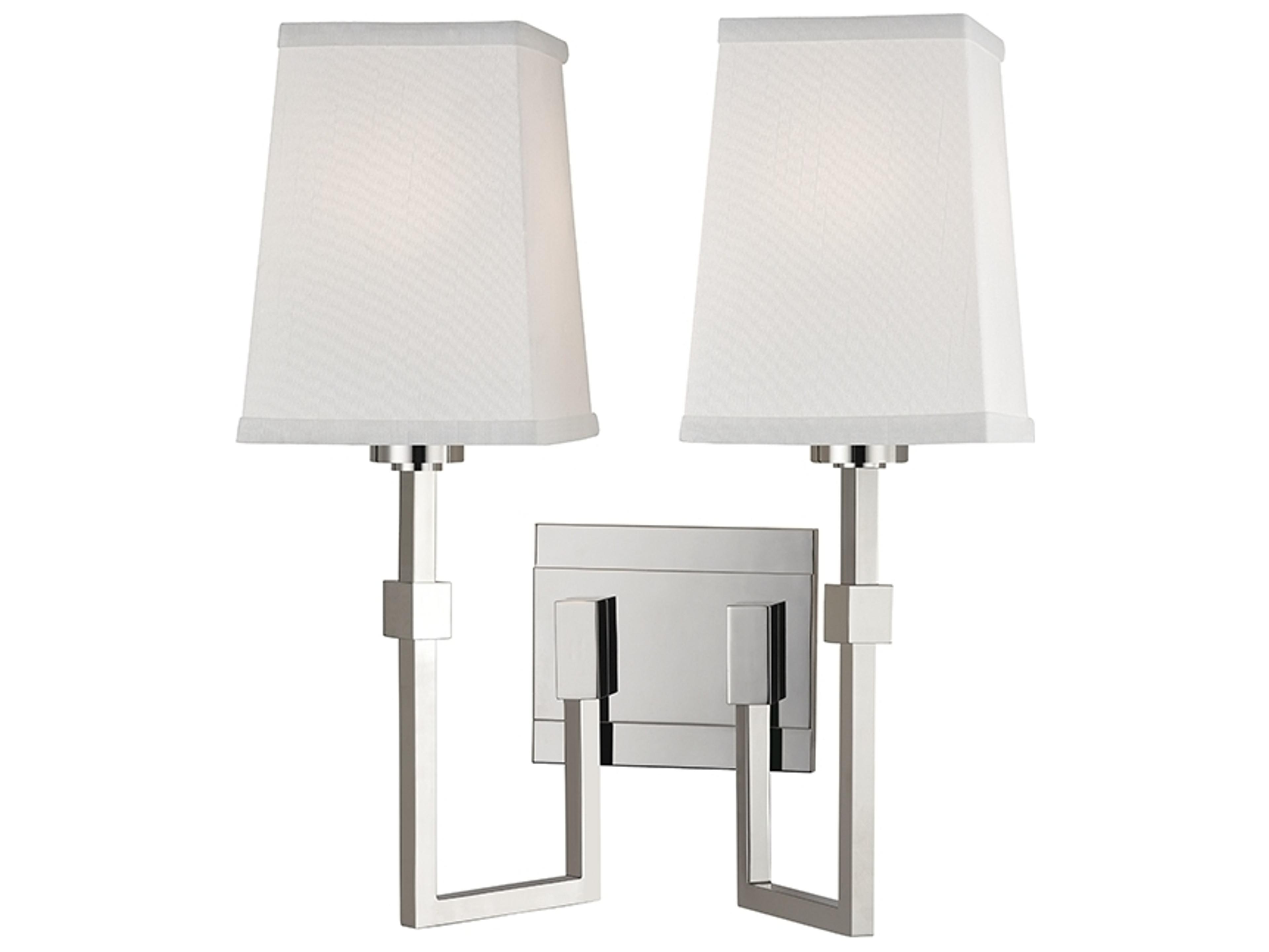 Hudson Valley Fletcher 2-Light Polished Nickel White Wall Sconce