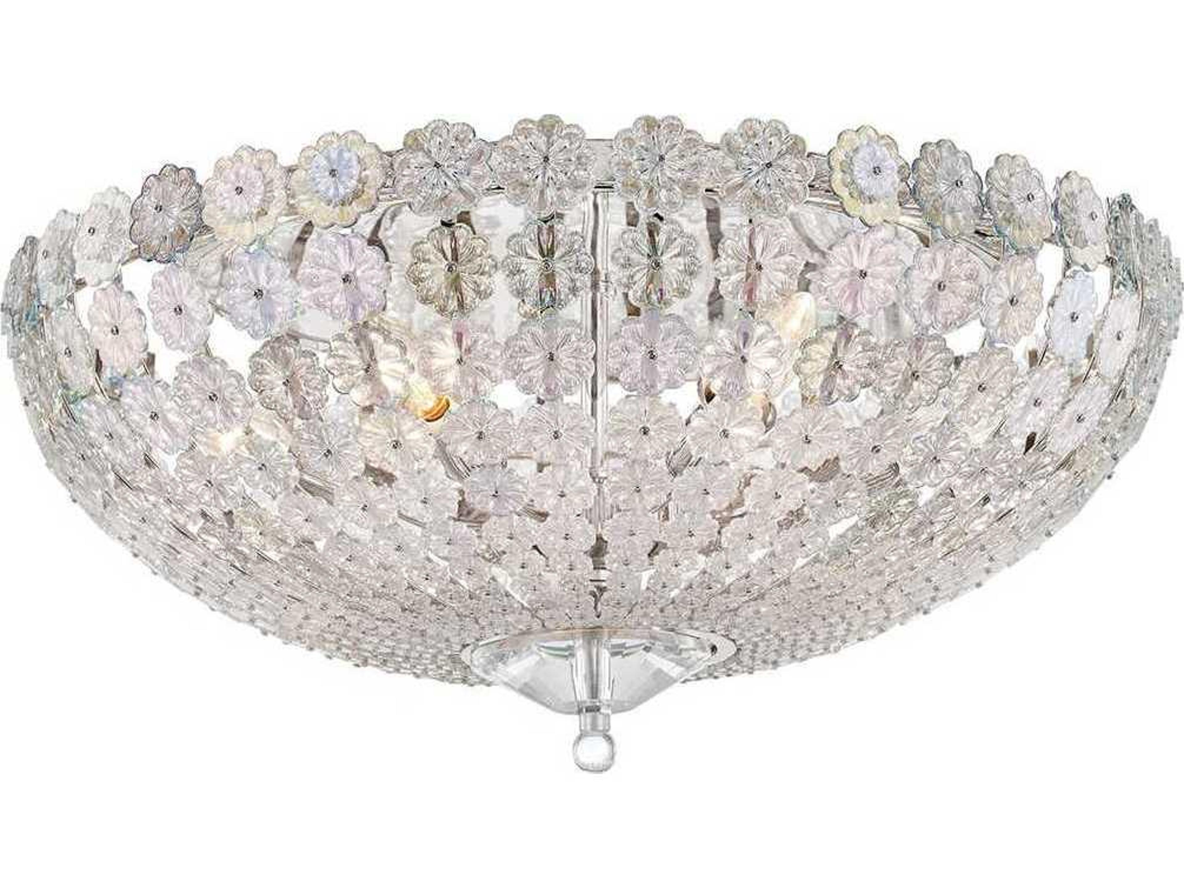 Hudson Valley Floral Park 6-Light Polished Nickel Glass Bowl Flush Mount