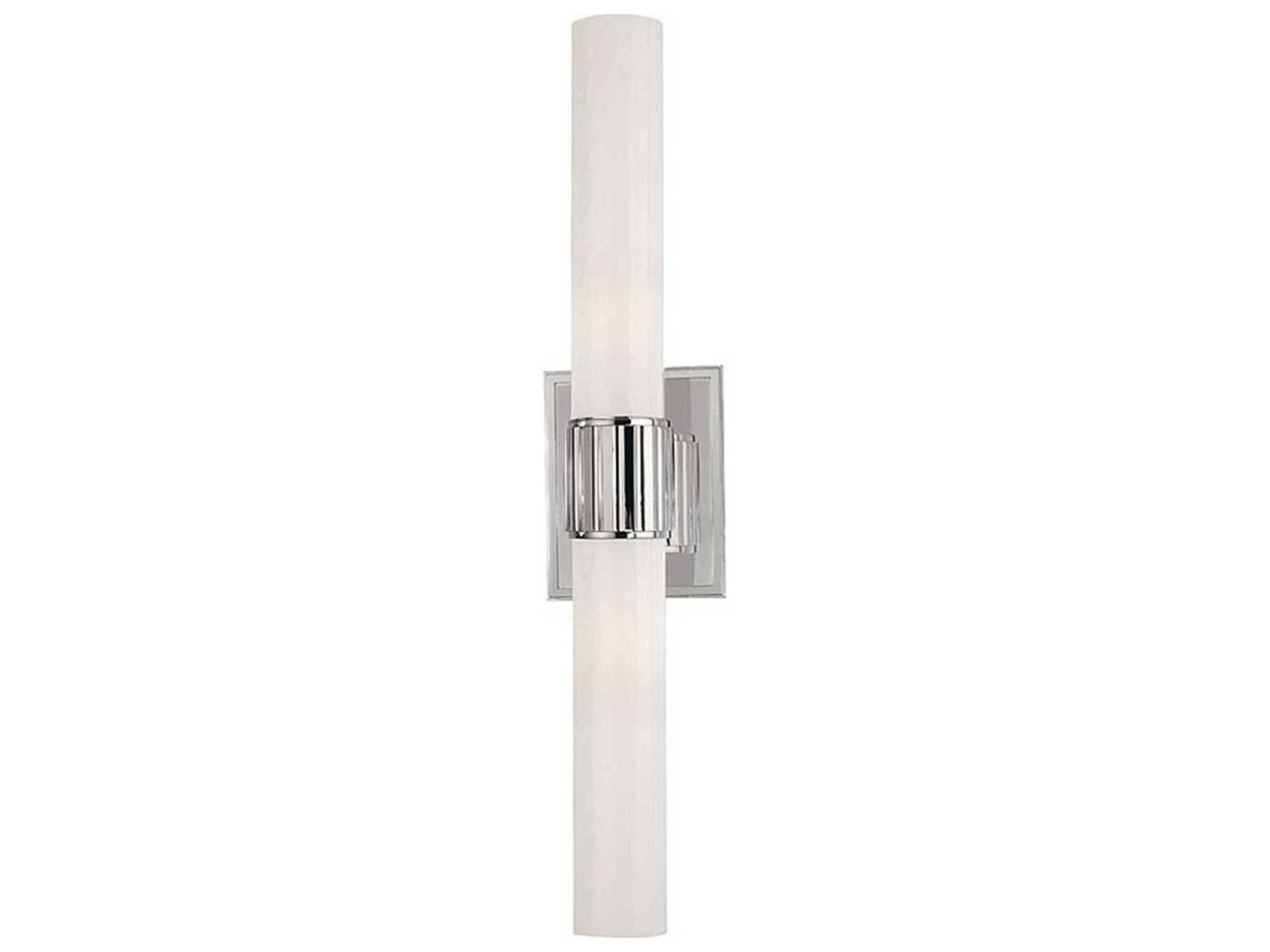 Hudson Valley Fulton 2-Light Polished Nickel Off White Glass Wall Sconce