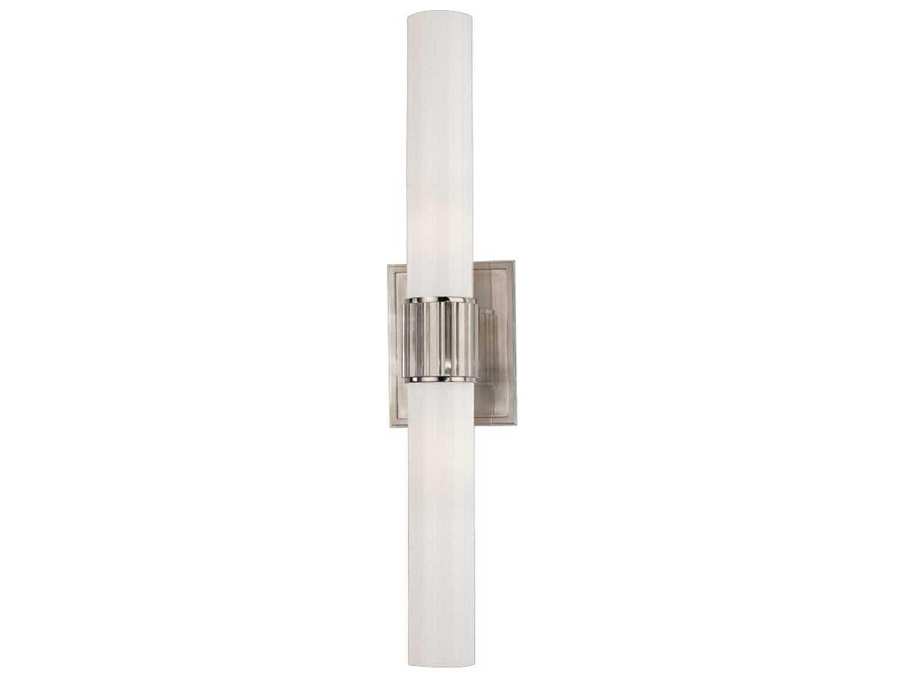 Hudson Valley Fulton 2-Light Satin Nickel Off White Glass Wall Sconce
