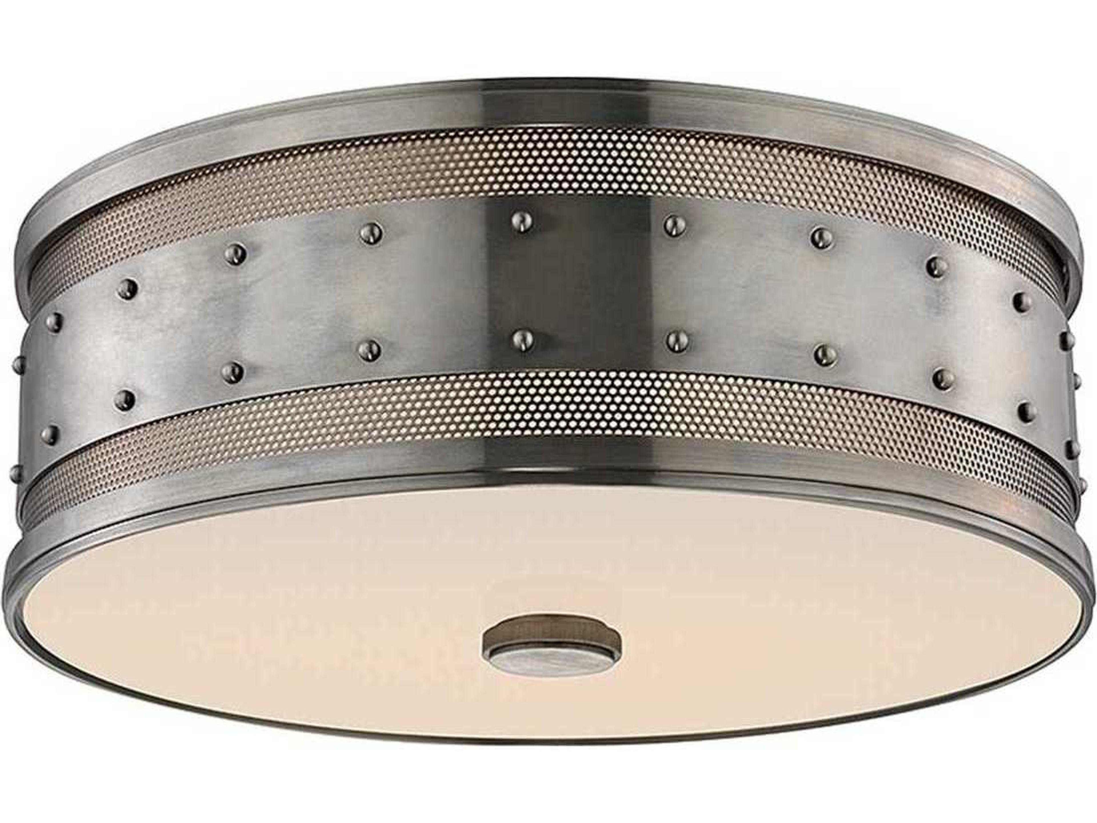 Hudson Valley Gaines 3-Light Historic Nickel White Glass Drum Flush Mount