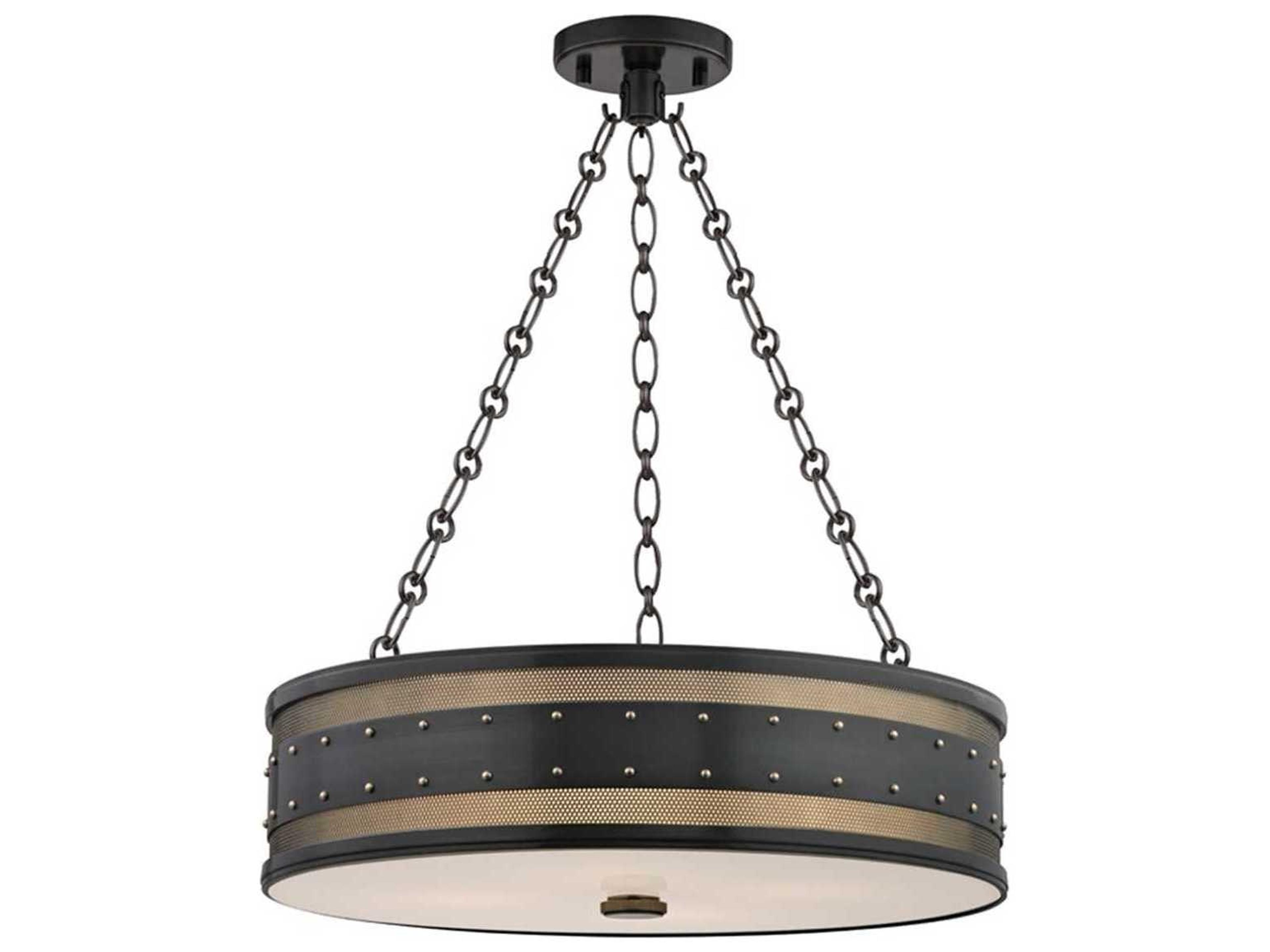 Hudson Valley Gaines 4-Light Aged Old Bronze White Glass Drum Pendant