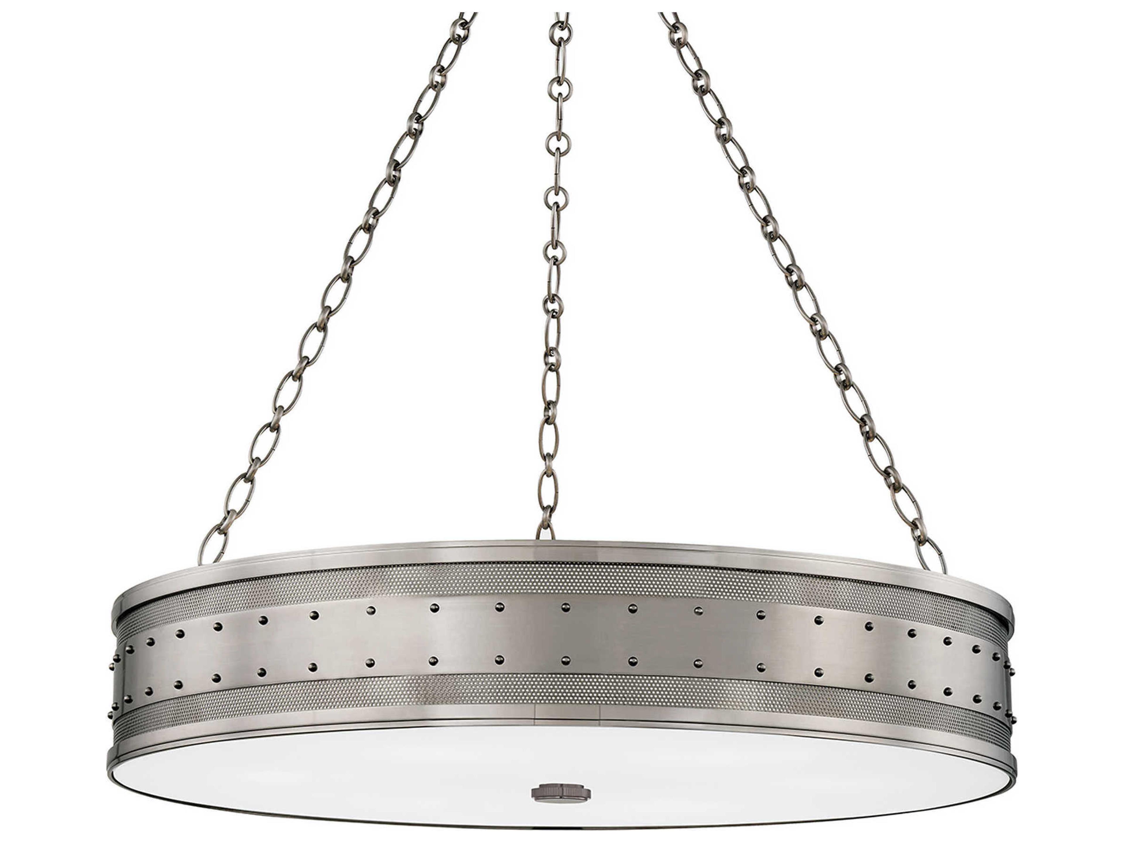 Hudson Valley Gaines 6-Light Historic Nickel Glass LED Drum Round Pendant