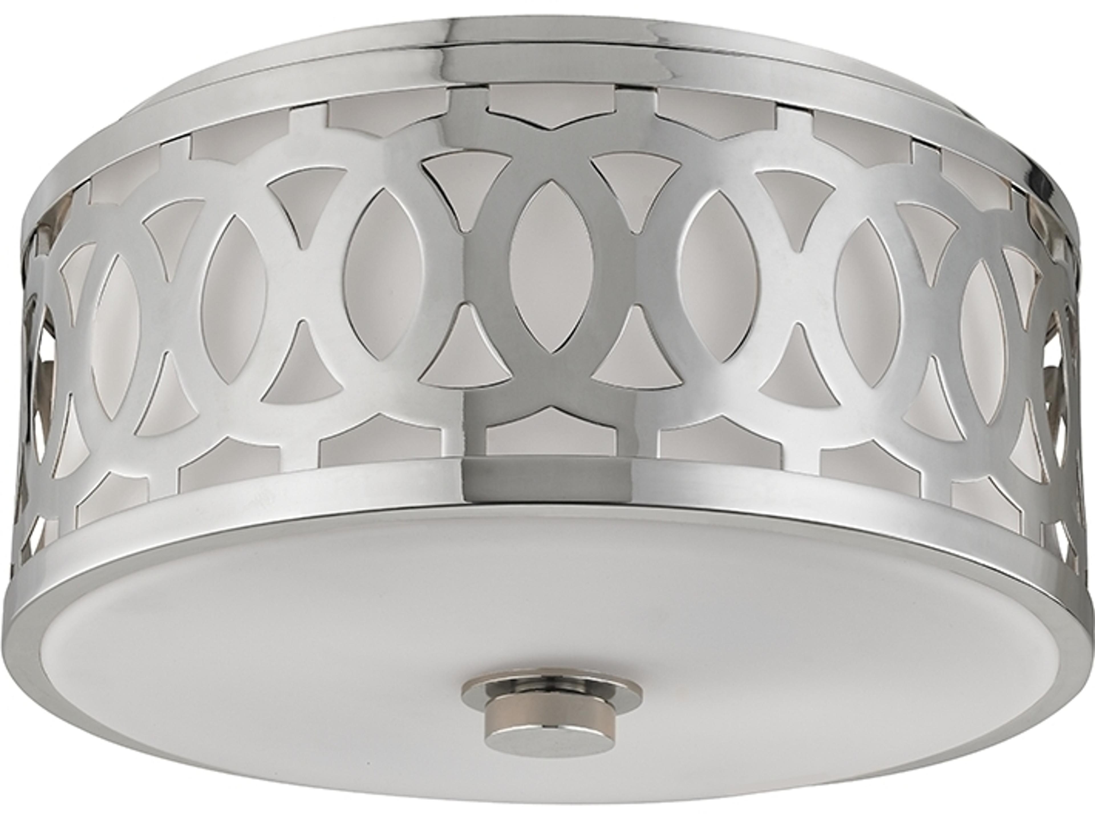 Hudson Valley Genesee 2-Light Polished Nickel Glass Drum Flush Mount