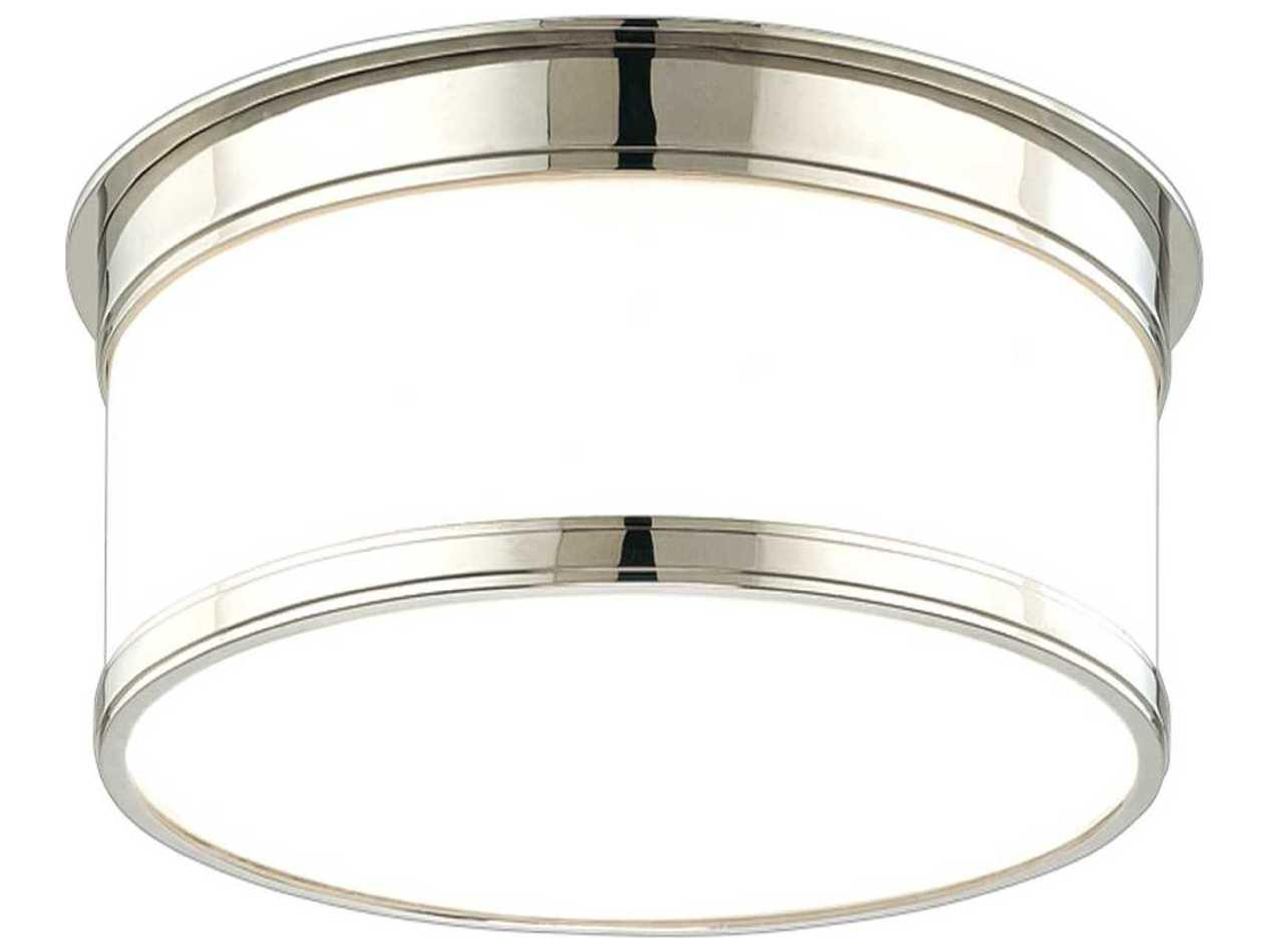 Hudson Valley Geneva 1-Light Polished Nickel Glass Drum Flush Mount