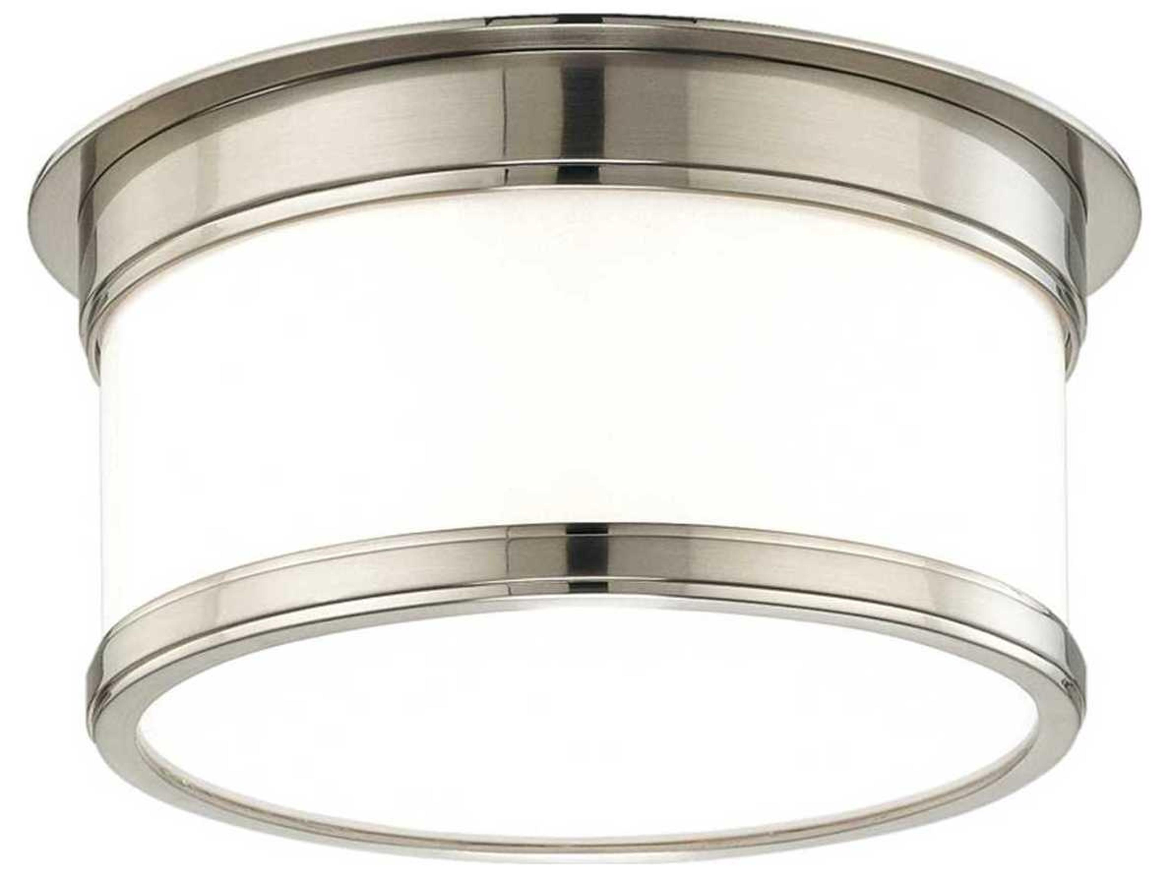 Hudson Valley Geneva 1-Light Satin Nickel Glass Drum Flush Mount