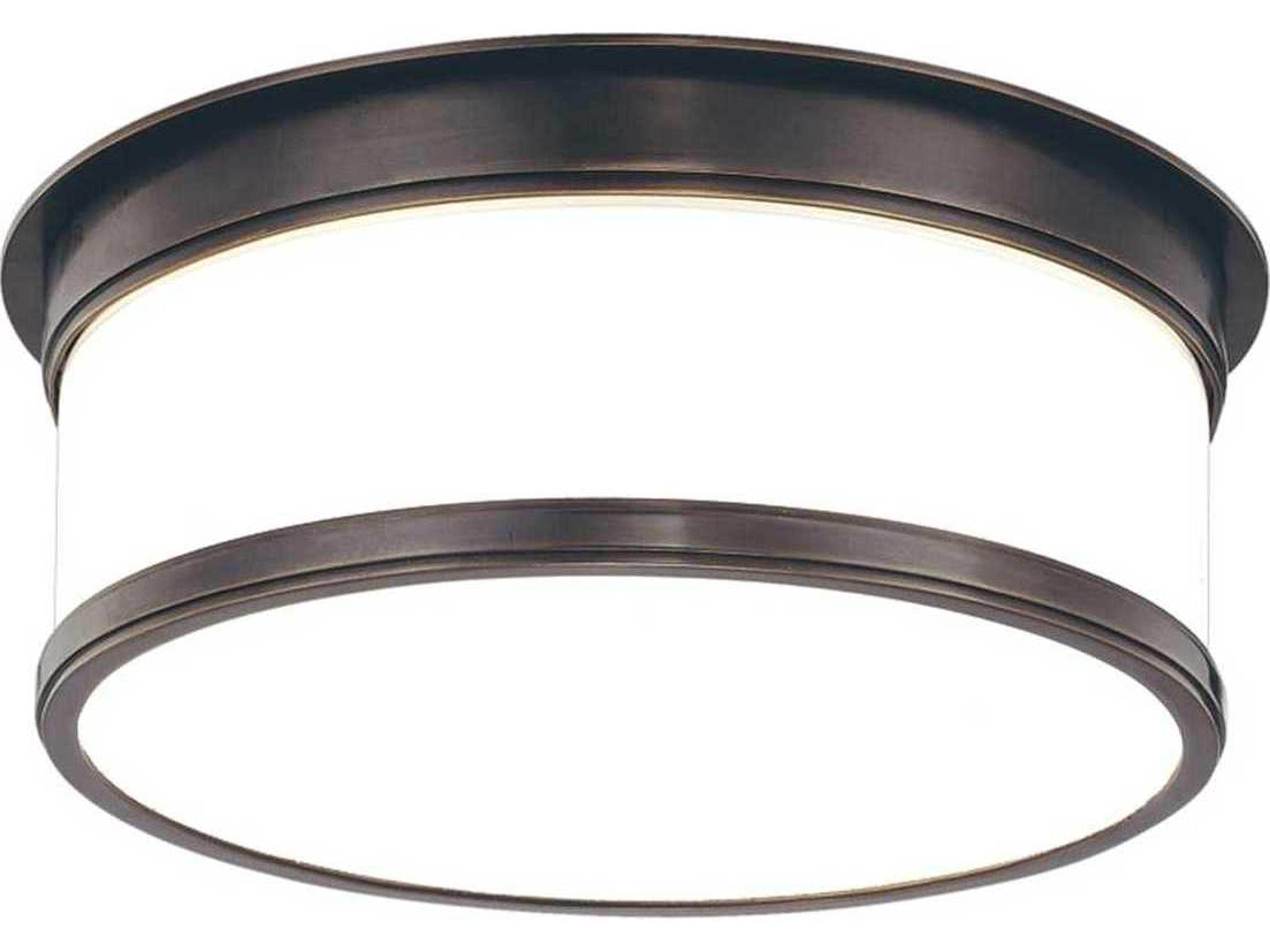 Hudson Valley Geneva 2-Light Old Bronze Glass Drum Flush Mount