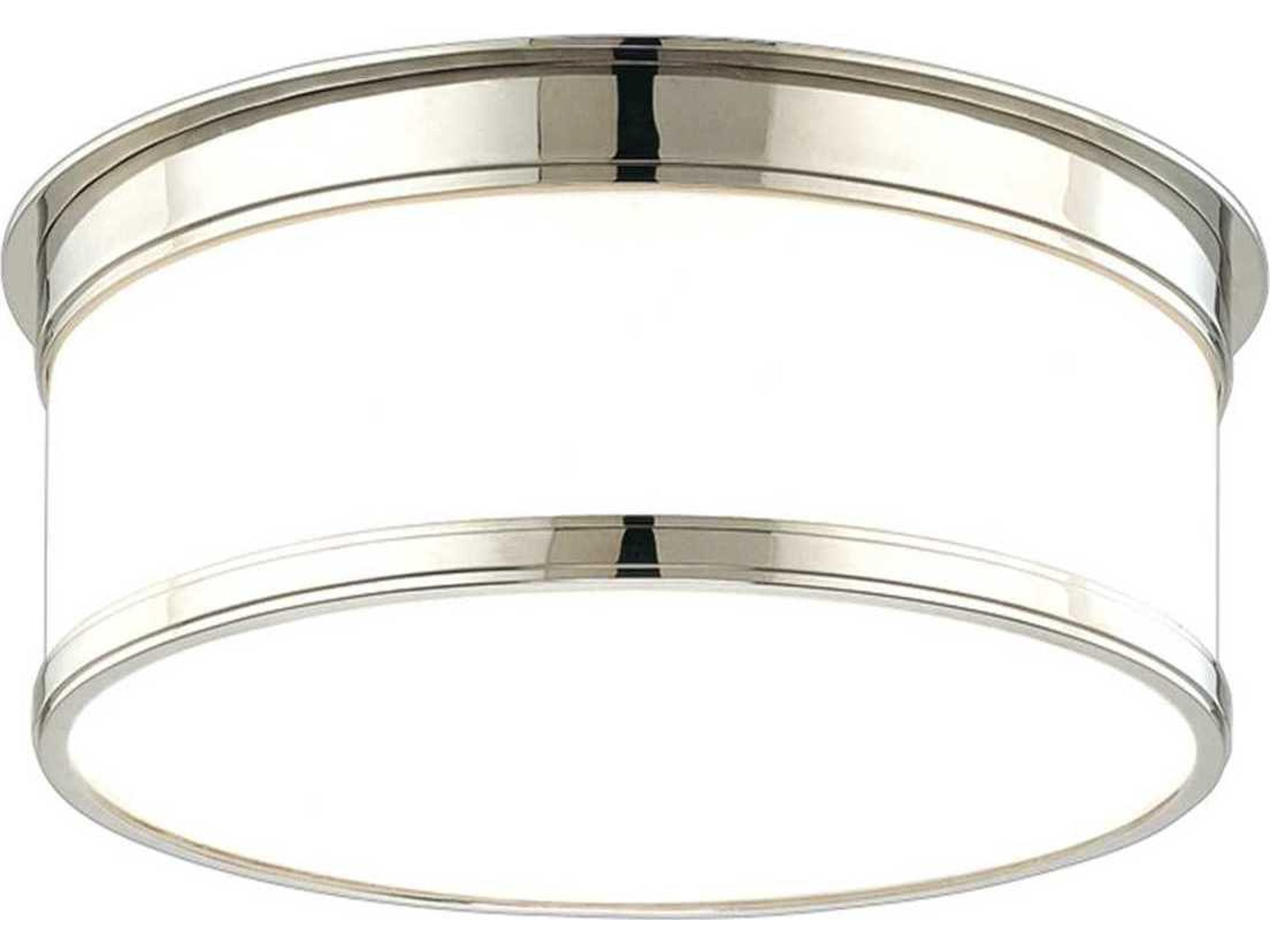 Hudson Valley Geneva 2-Light Polished Nickel Glass Drum Flush Mount