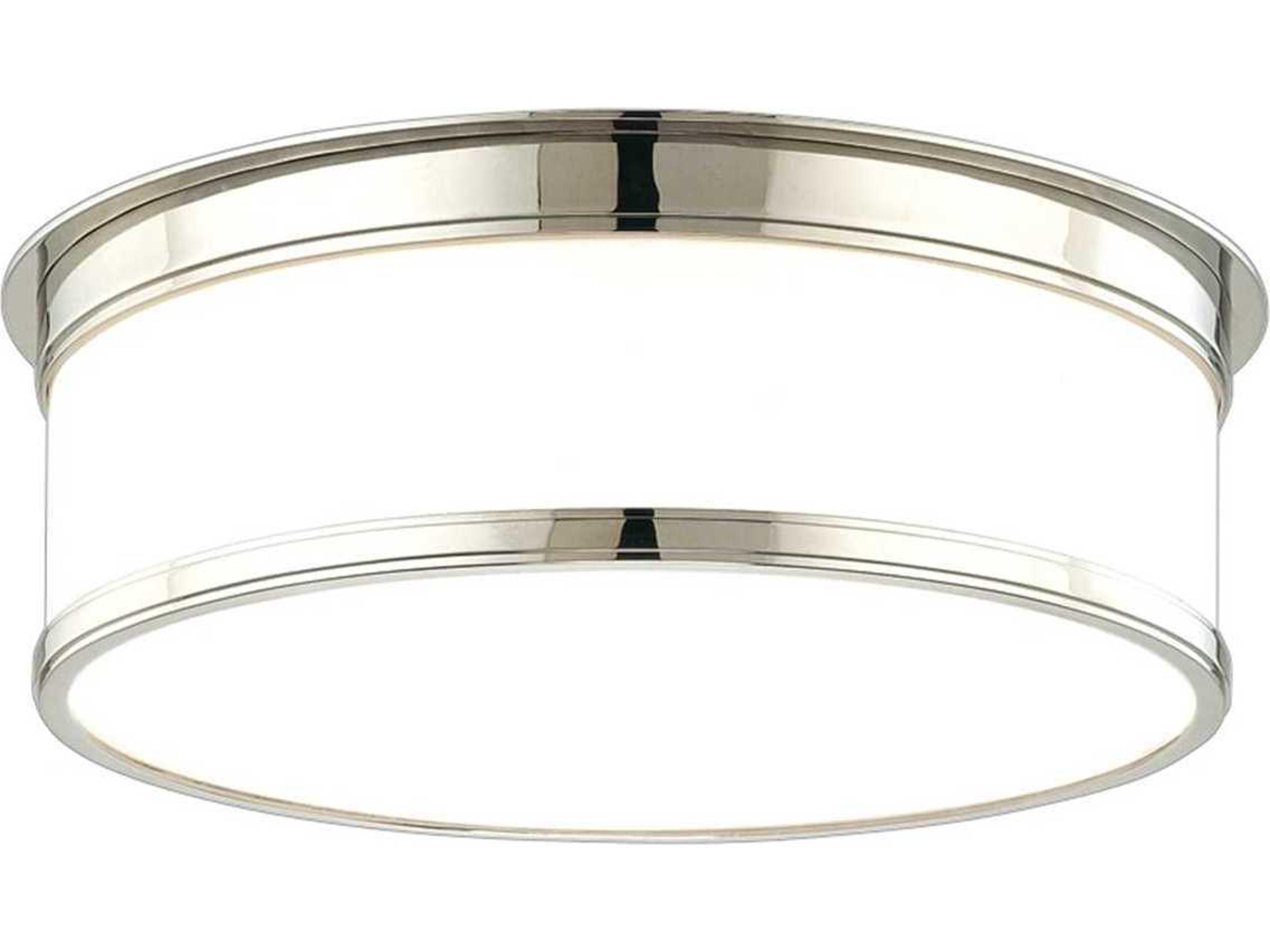 Hudson Valley Geneva 3-Light Polished Nickel Glass Drum Flush Mount