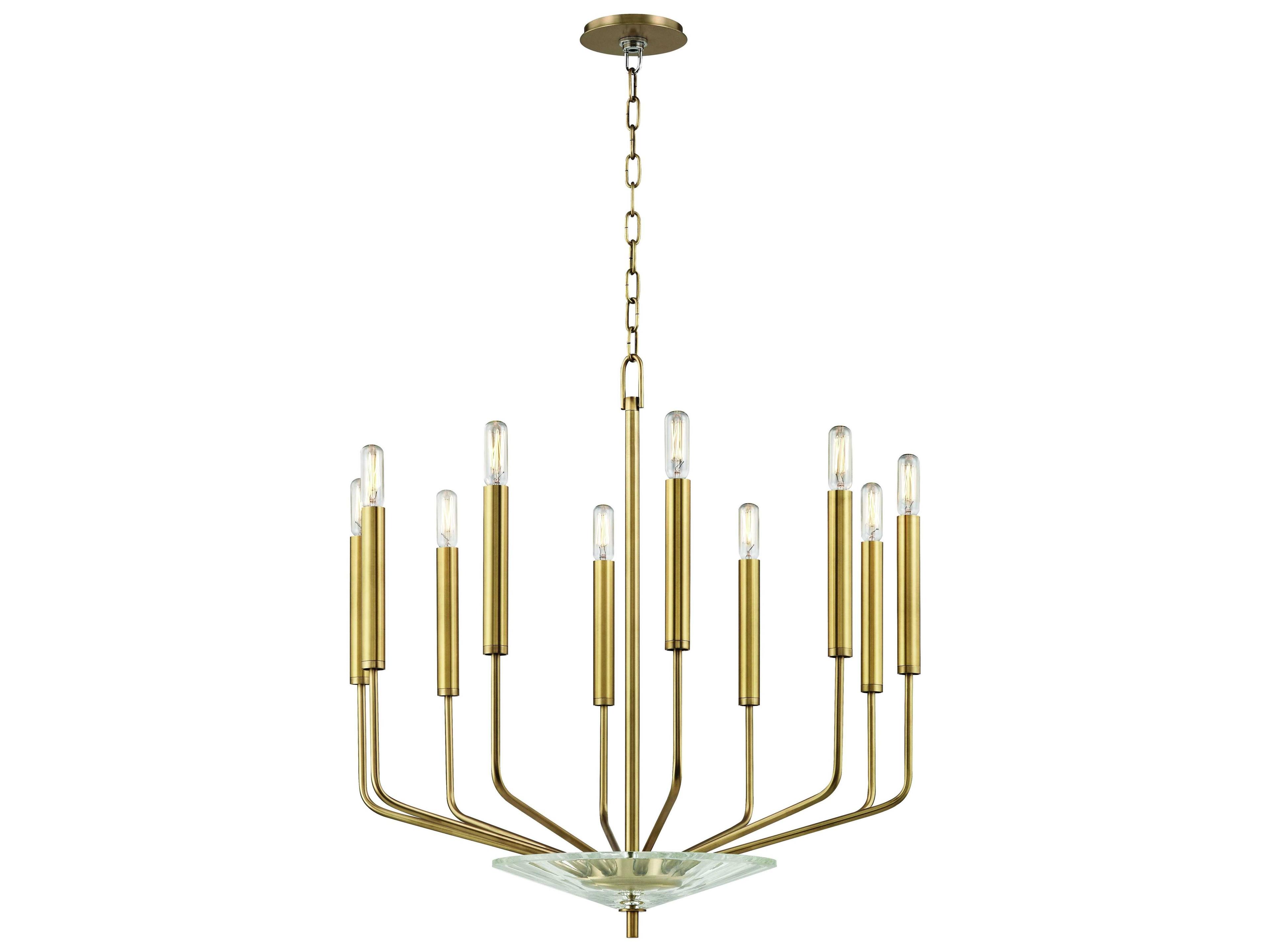 Hudson Valley Gideon 10-Light Aged Brass Crystal Candelabra Chandelier