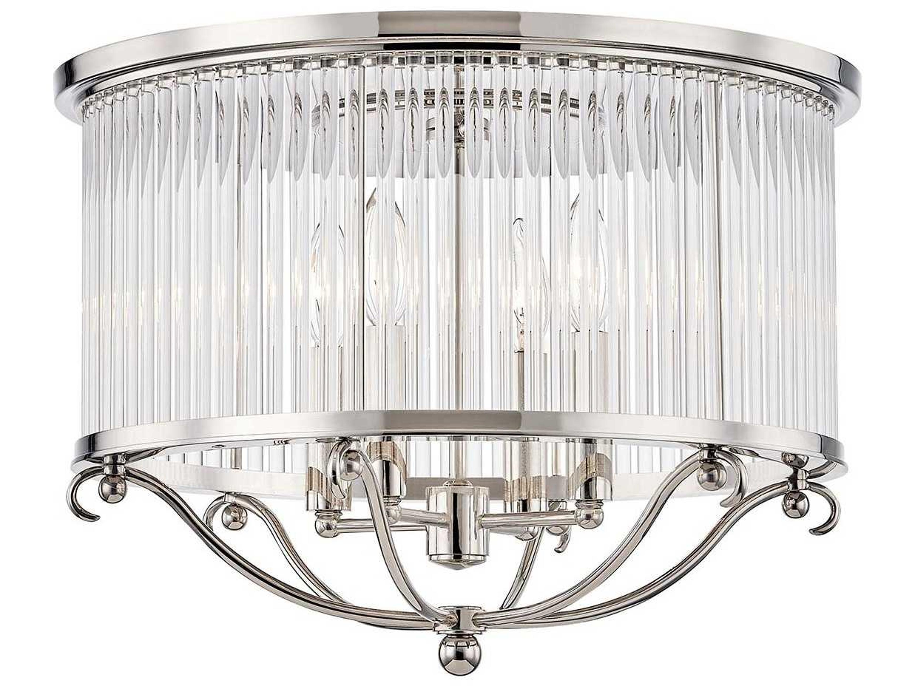 Hudson Valley Glass 4-Light Polished Nickel Crystal Drum Semi Flush Mount