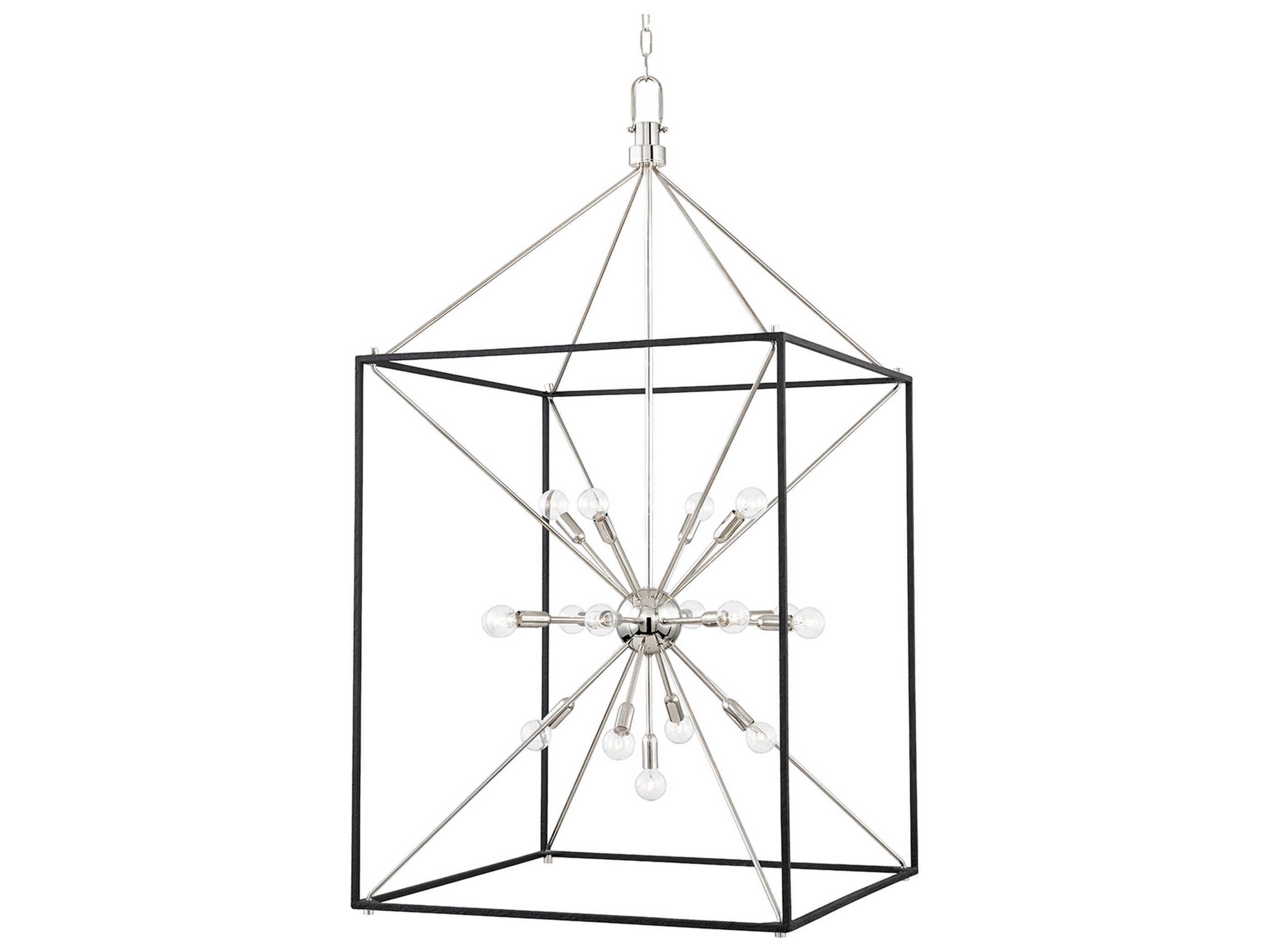 Hudson Valley Glendale 25-Light Polished Nickel Black Candelabra Chandelier