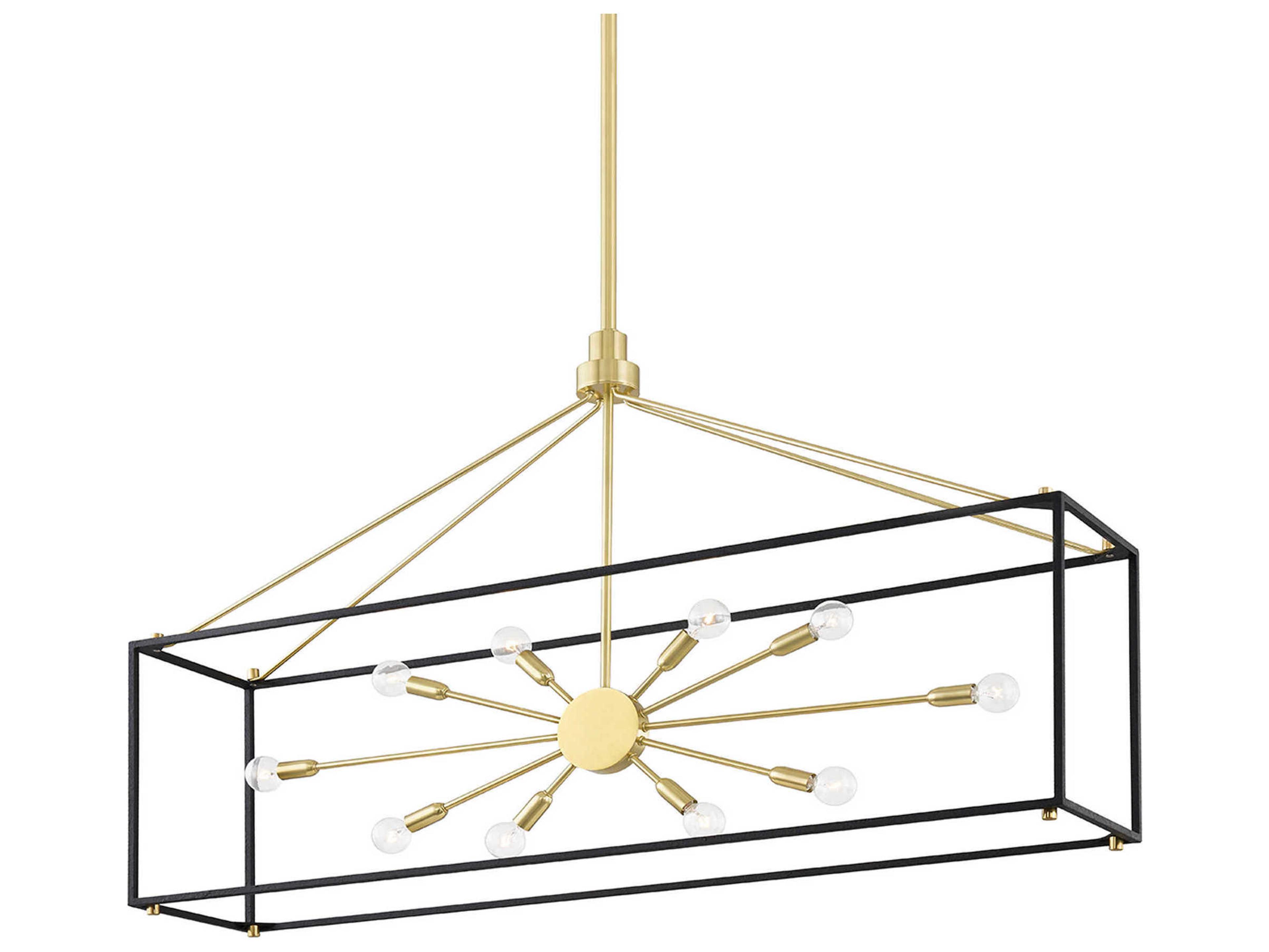 Hudson Valley Glendale 10-Light Aged Brass Black Island Pendant