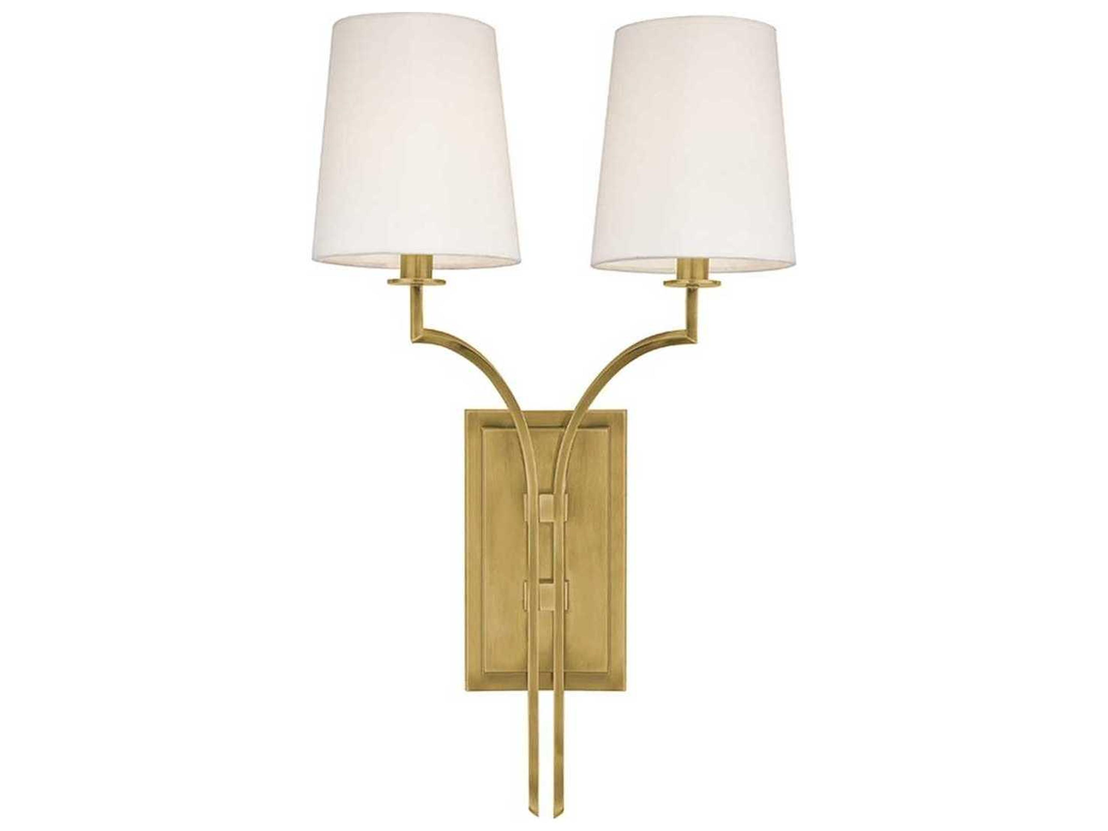 Hudson Valley Glenford 2-Light Aged Brass Off White Wall Sconce