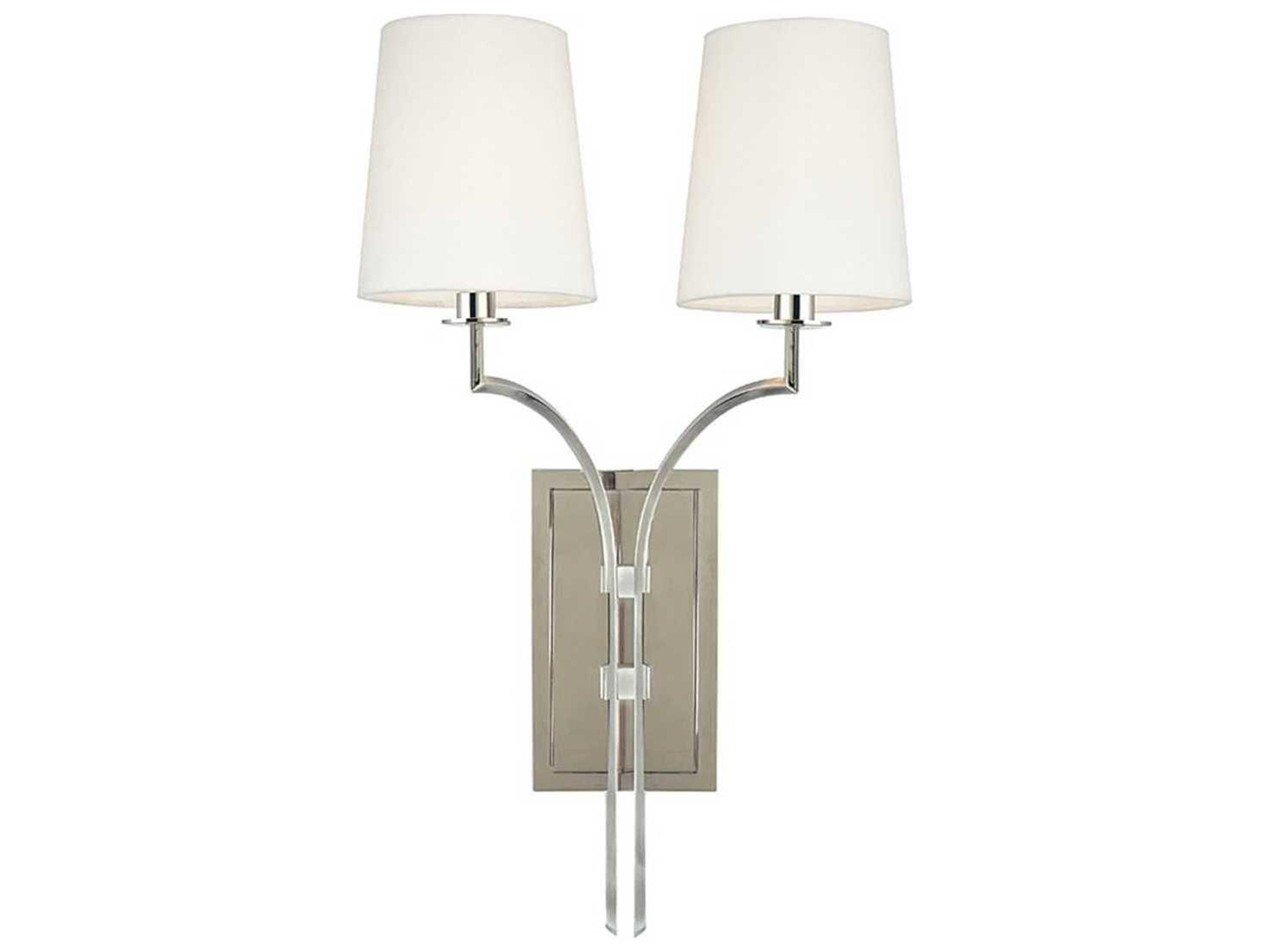 Hudson Valley Glenford 2-Light Polished Nickel Off White Wall Sconce