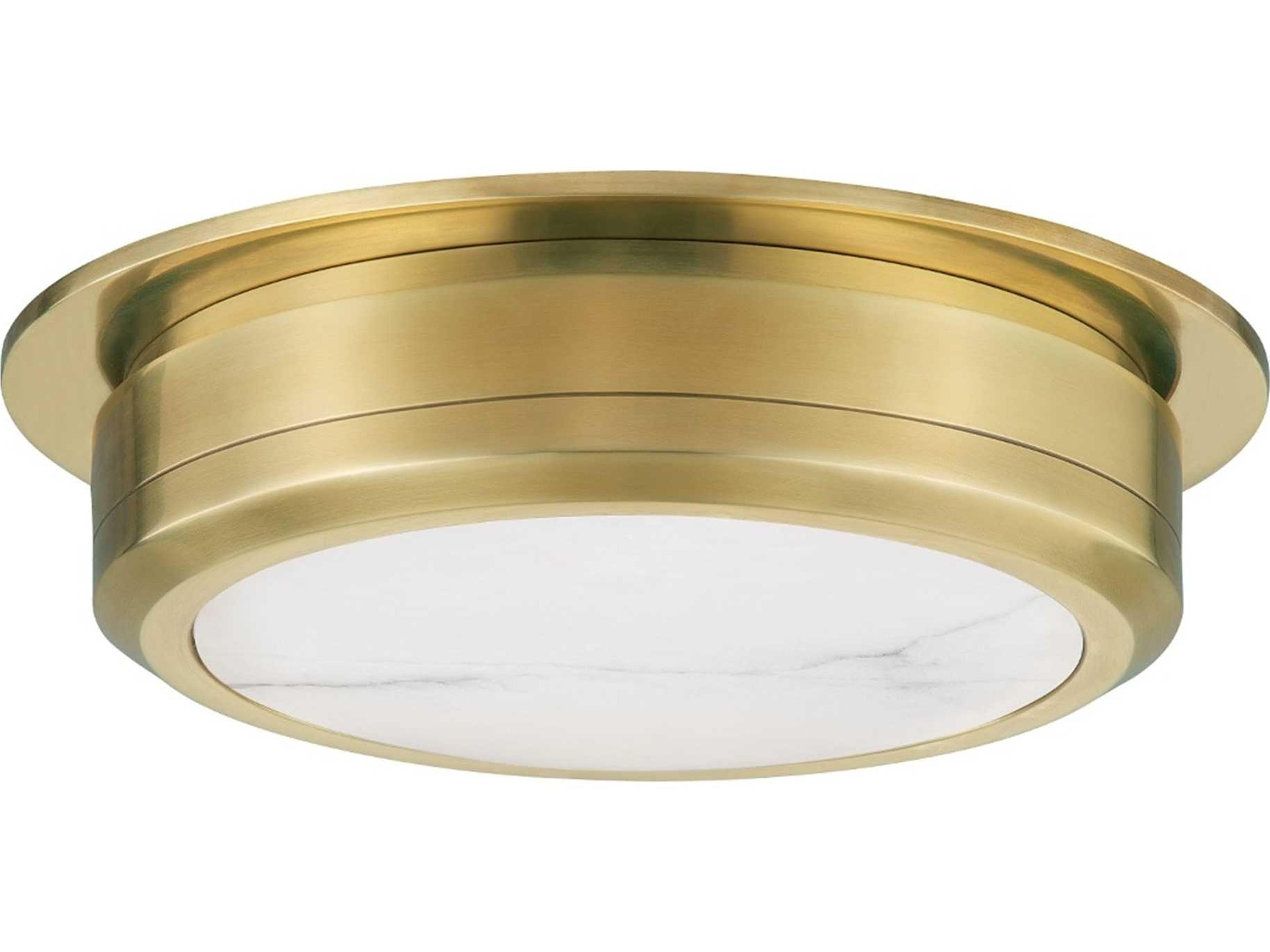 Hudson Valley Greenport 1-Light Aged Brass LED Drum Flush Mount