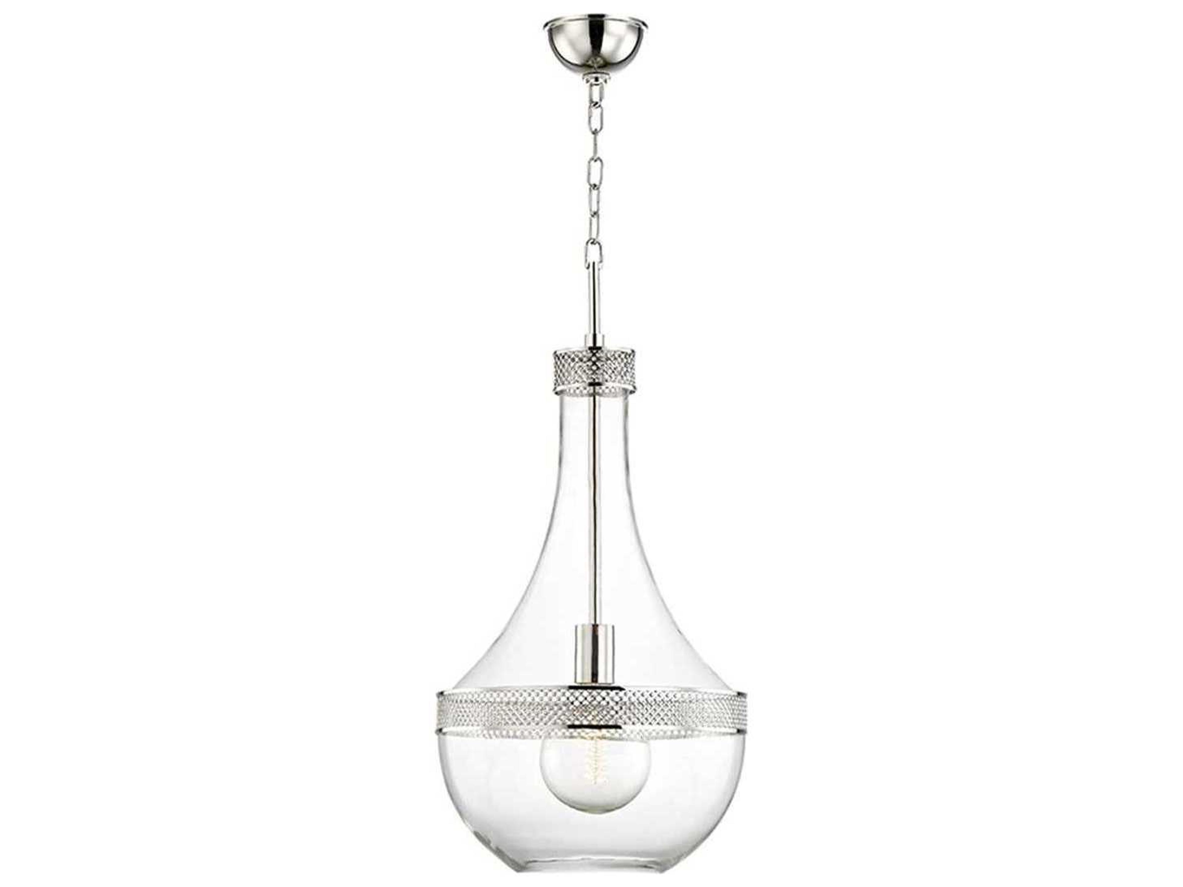 Hudson Valley Hagen 1-Light Polished Nickel Clear Glass Pendant