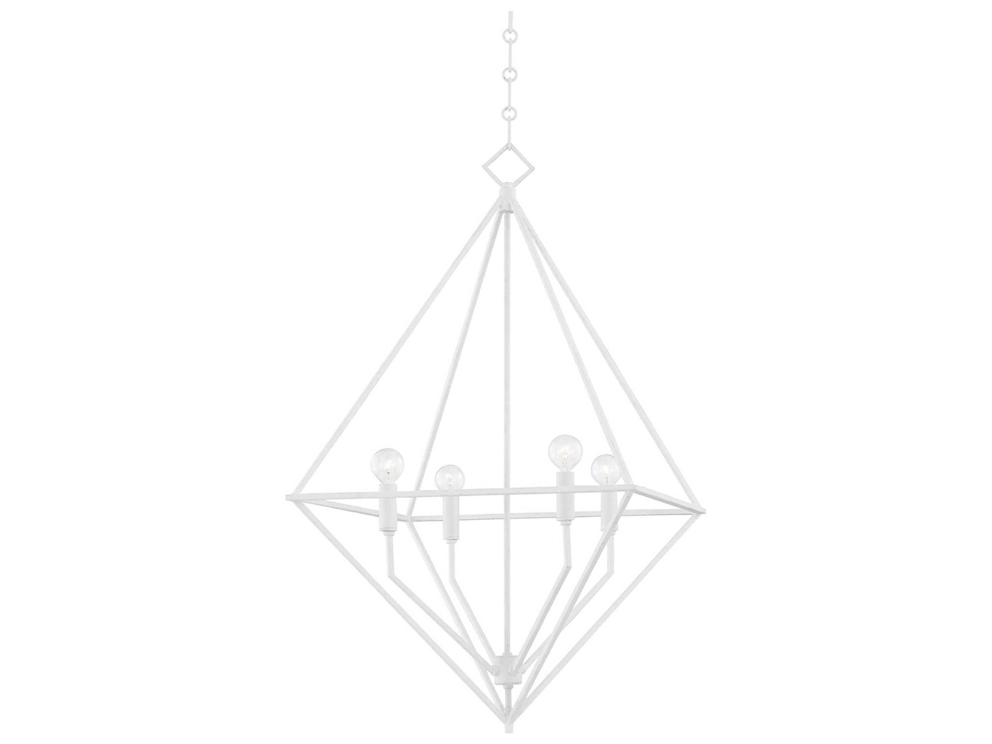 Hudson Valley Haines 4-Light White Plaster LED Candelabra Geometric Chandelier
