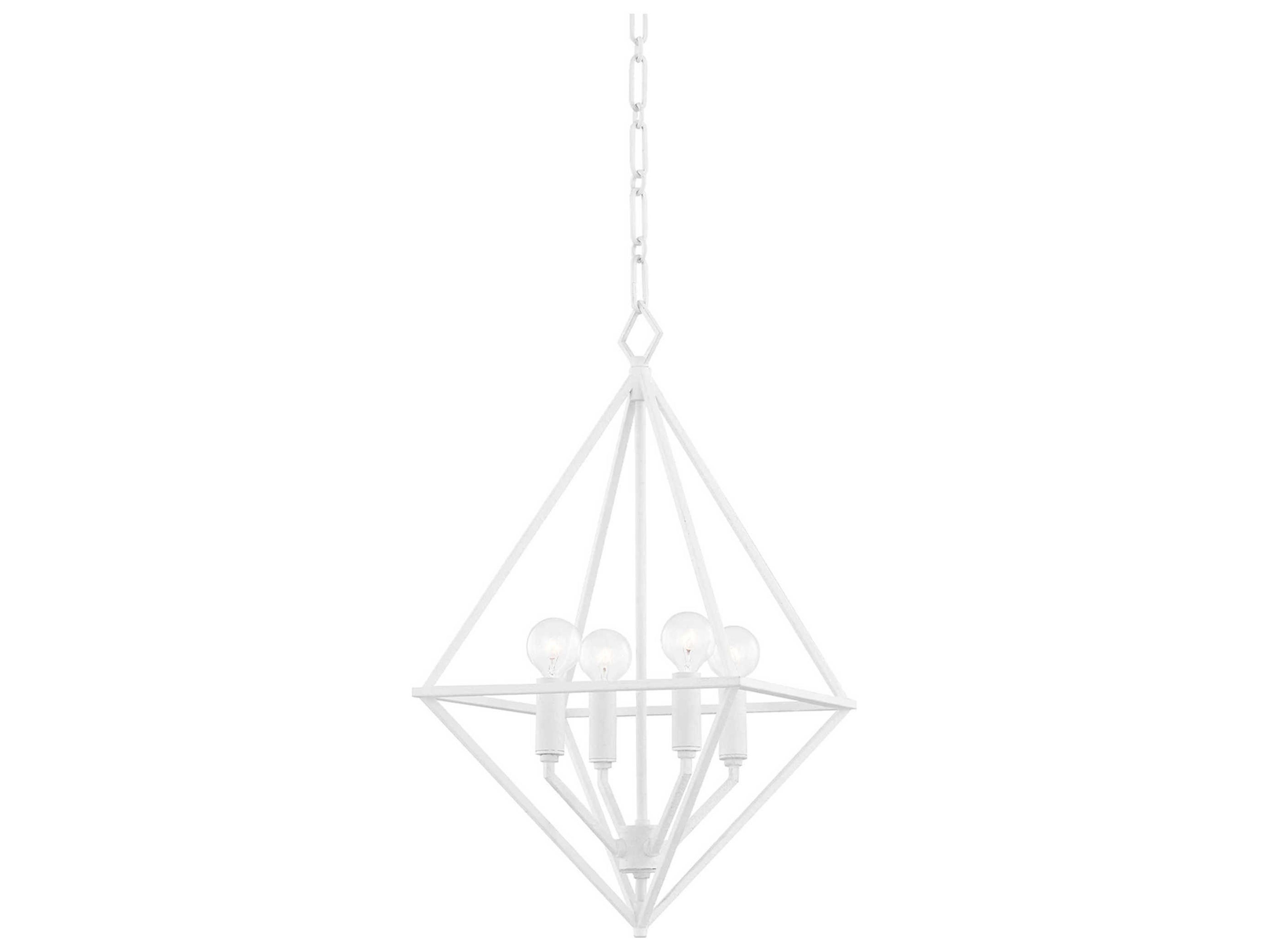 Hudson Valley Haines 4-Light White Plaster LED Candelabra Geometric Chandelier