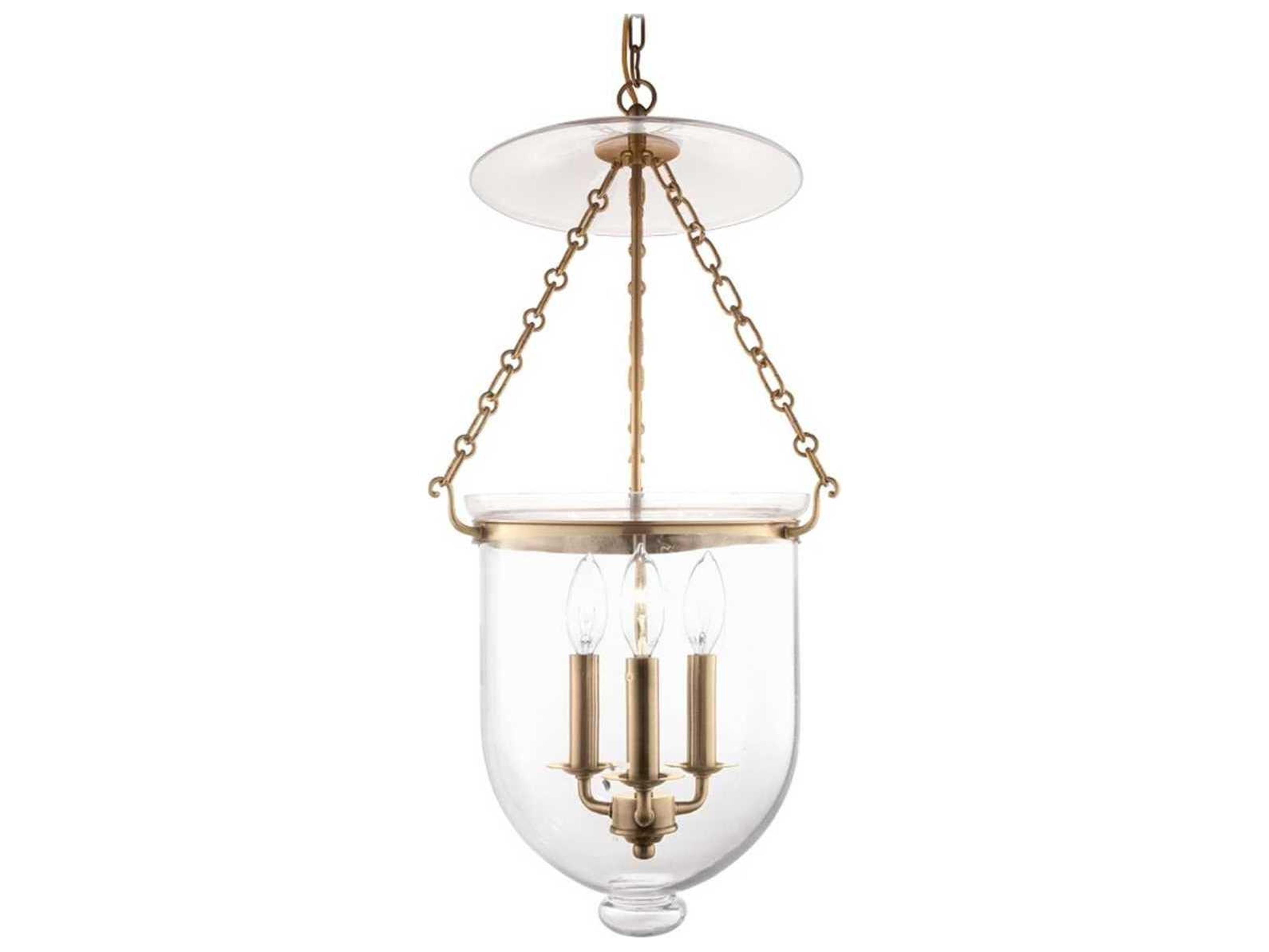 Hudson Valley Hampton 3-Light Aged Brass Clear Glass Bell Candelabra Chandelier