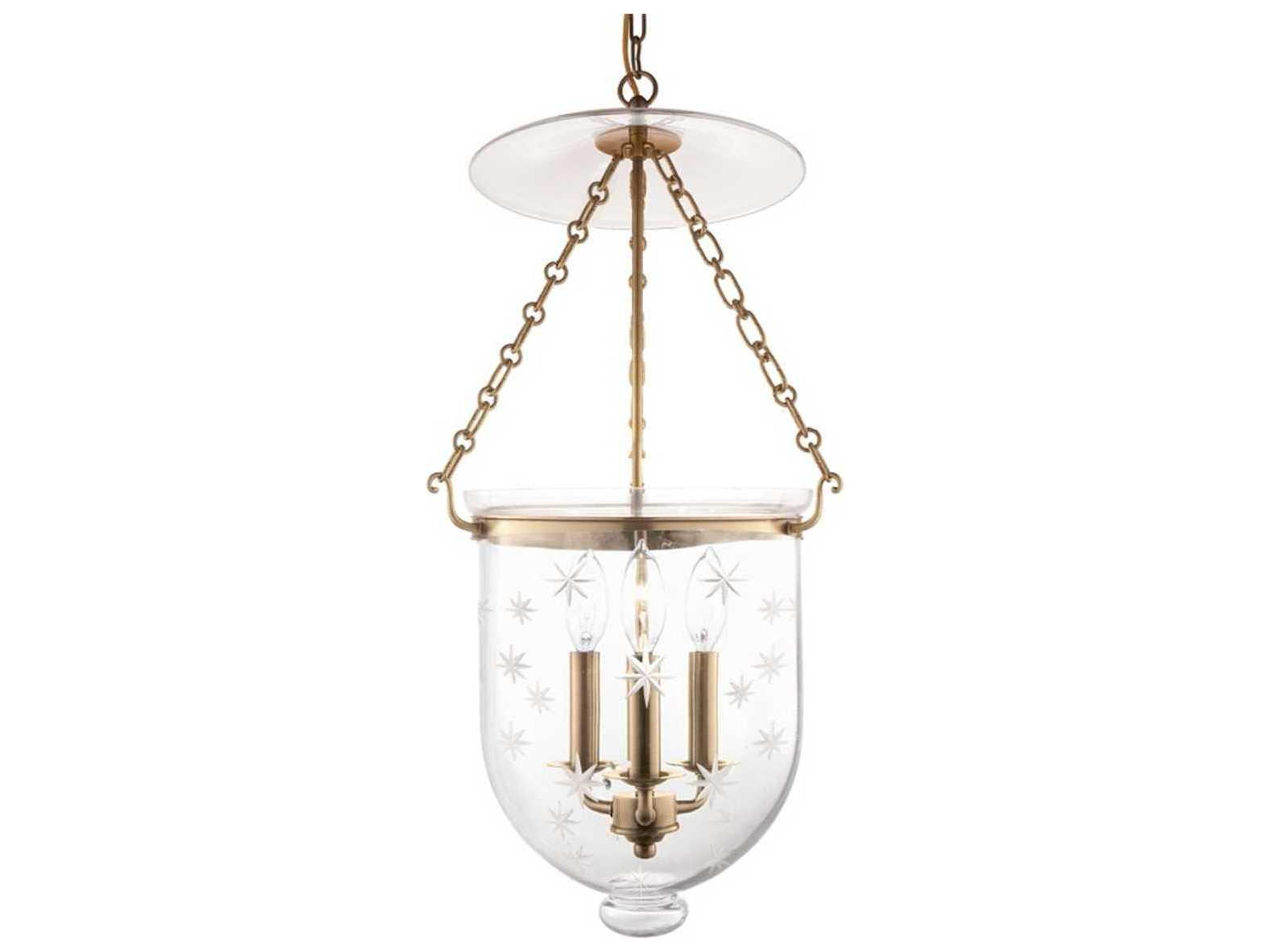 Hampton 3-Light Aged Brass Clear Glass Bell Candelabra Chandelier