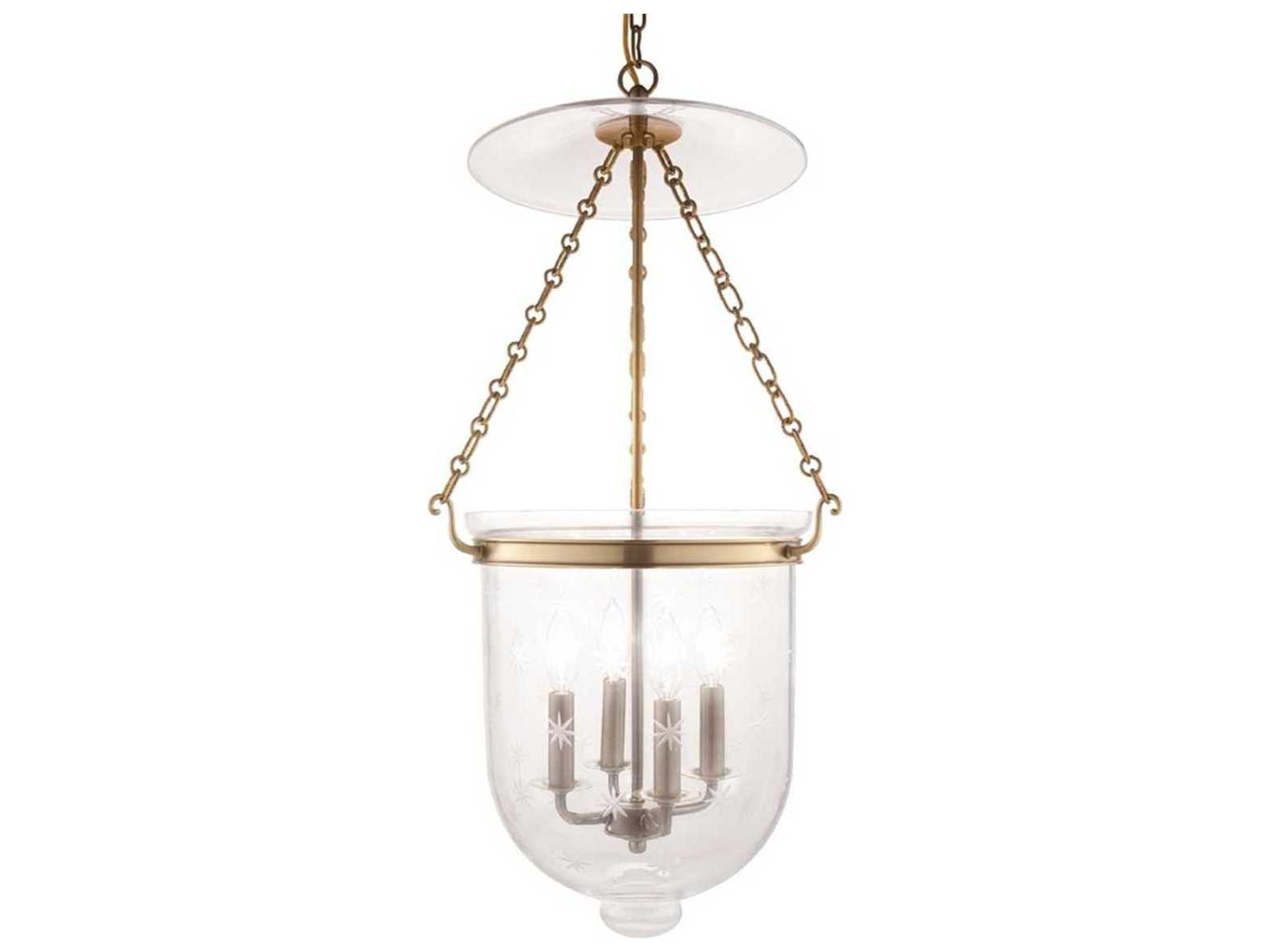 Hudson Valley Hampton 4-Light Aged Brass Clear Glass Bell Candelabra Chandelier