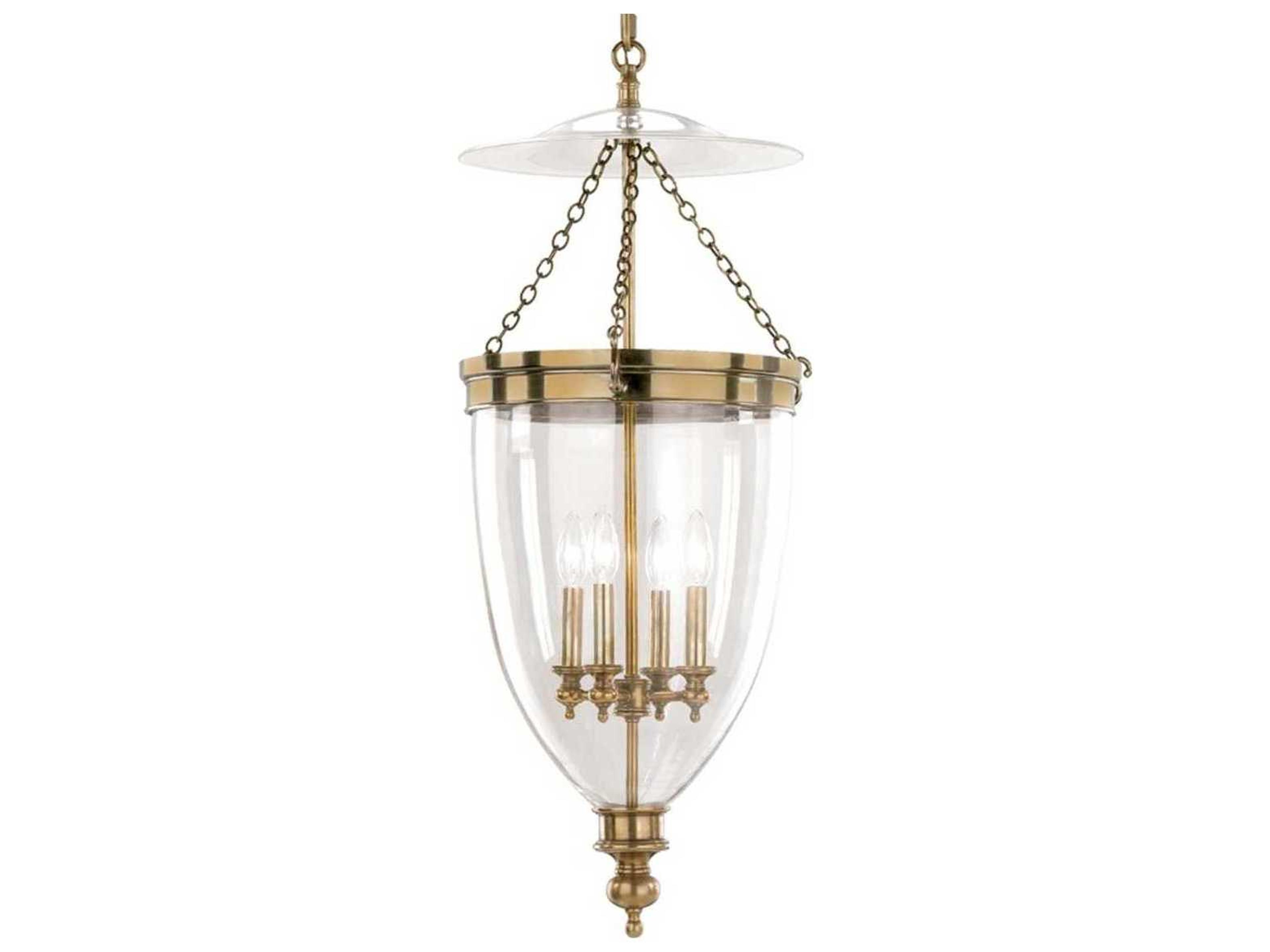 Hudson Valley Hanover 4-Light Aged Brass Clear Glass Bell Candelabra Chandelier