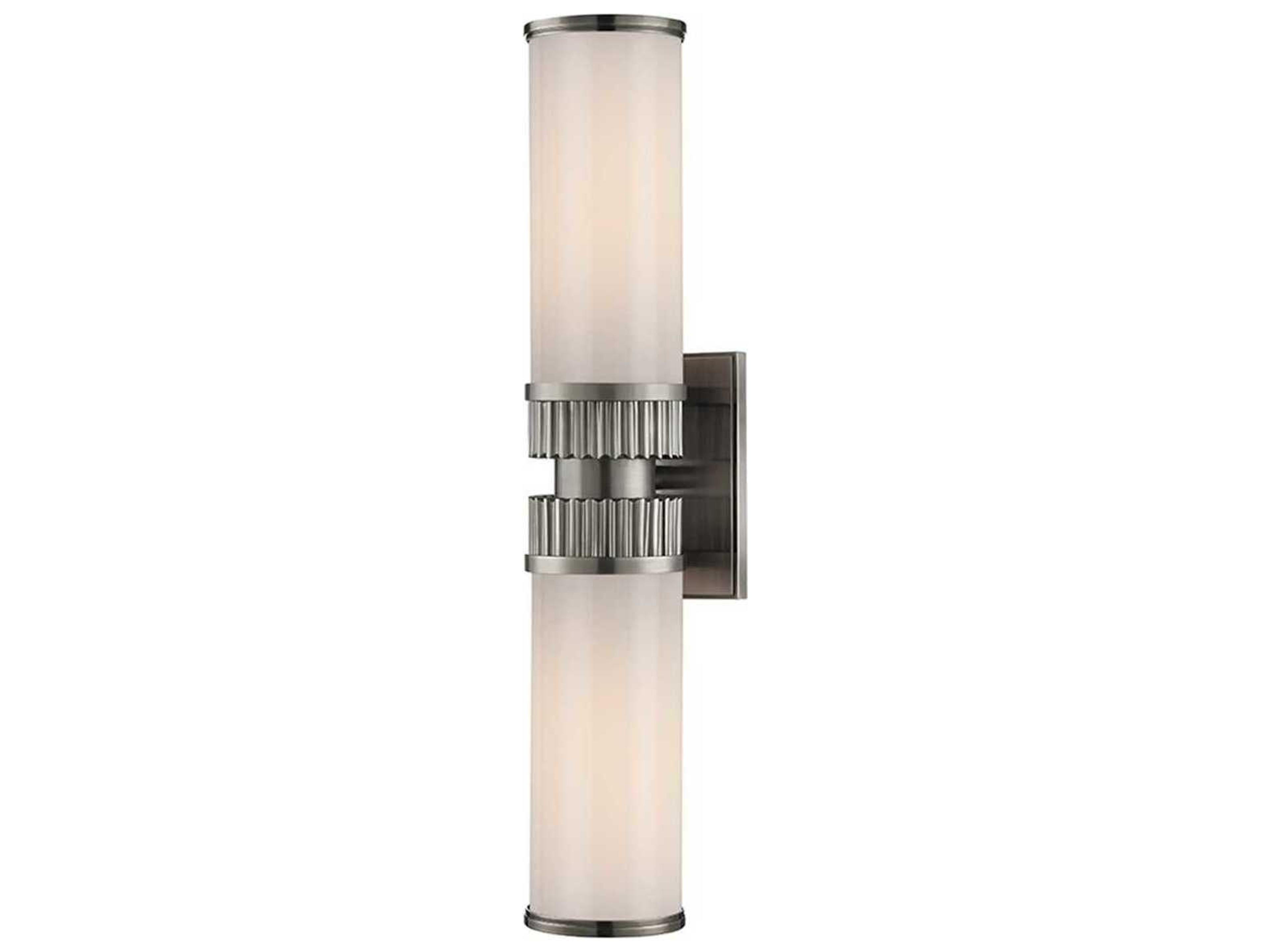 Hudson Valley Harper 2-Light Antique Nickel Off White Glass Wall Sconce