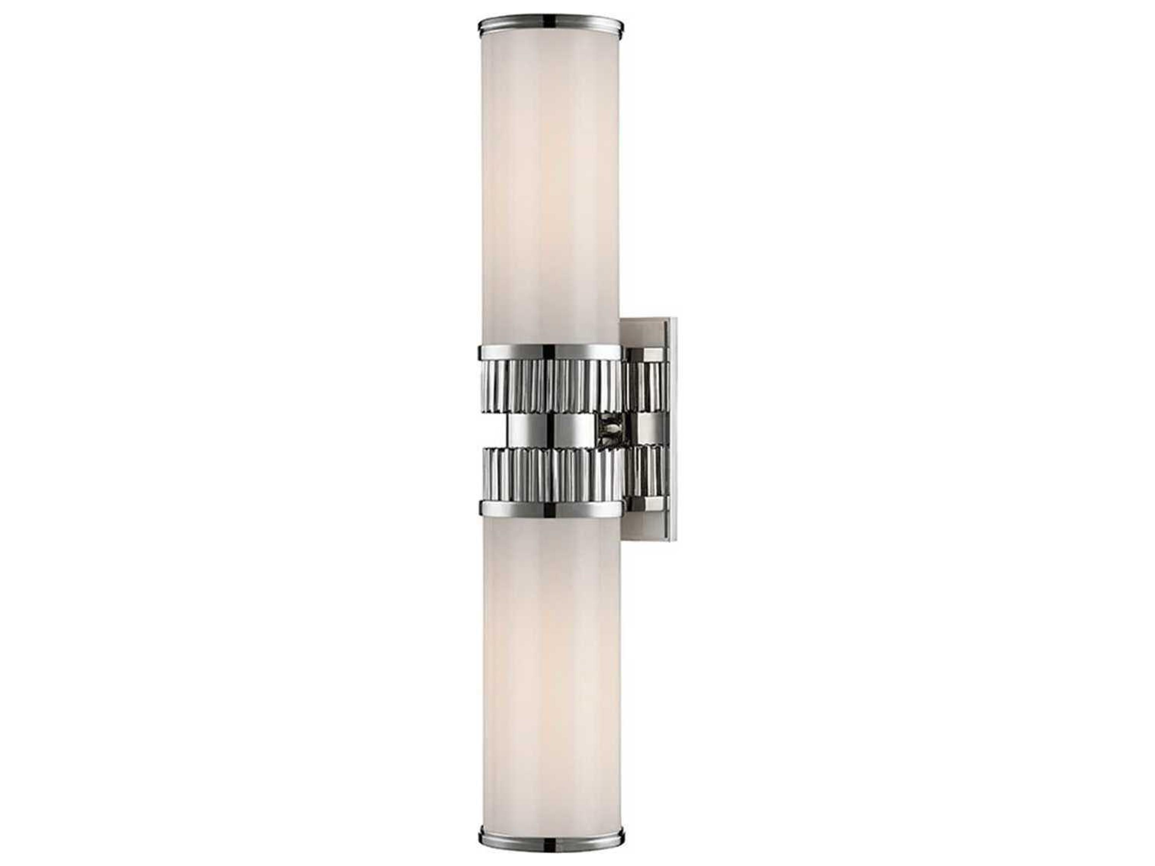 Hudson Valley Harper 2-Light Polished Nickel Off White Glass Wall Sconce