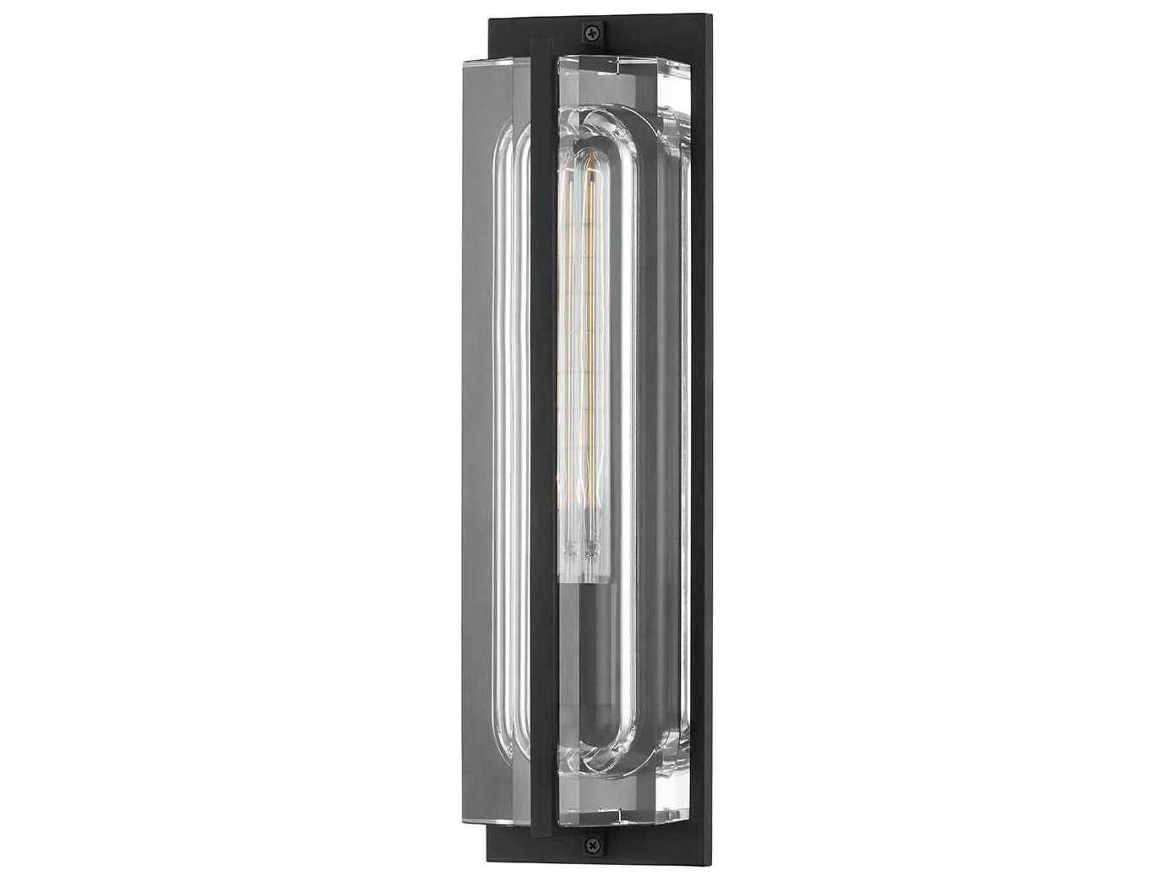 Hudson Valley Hawkins 1-Light Black Brass Glass Wall Sconce