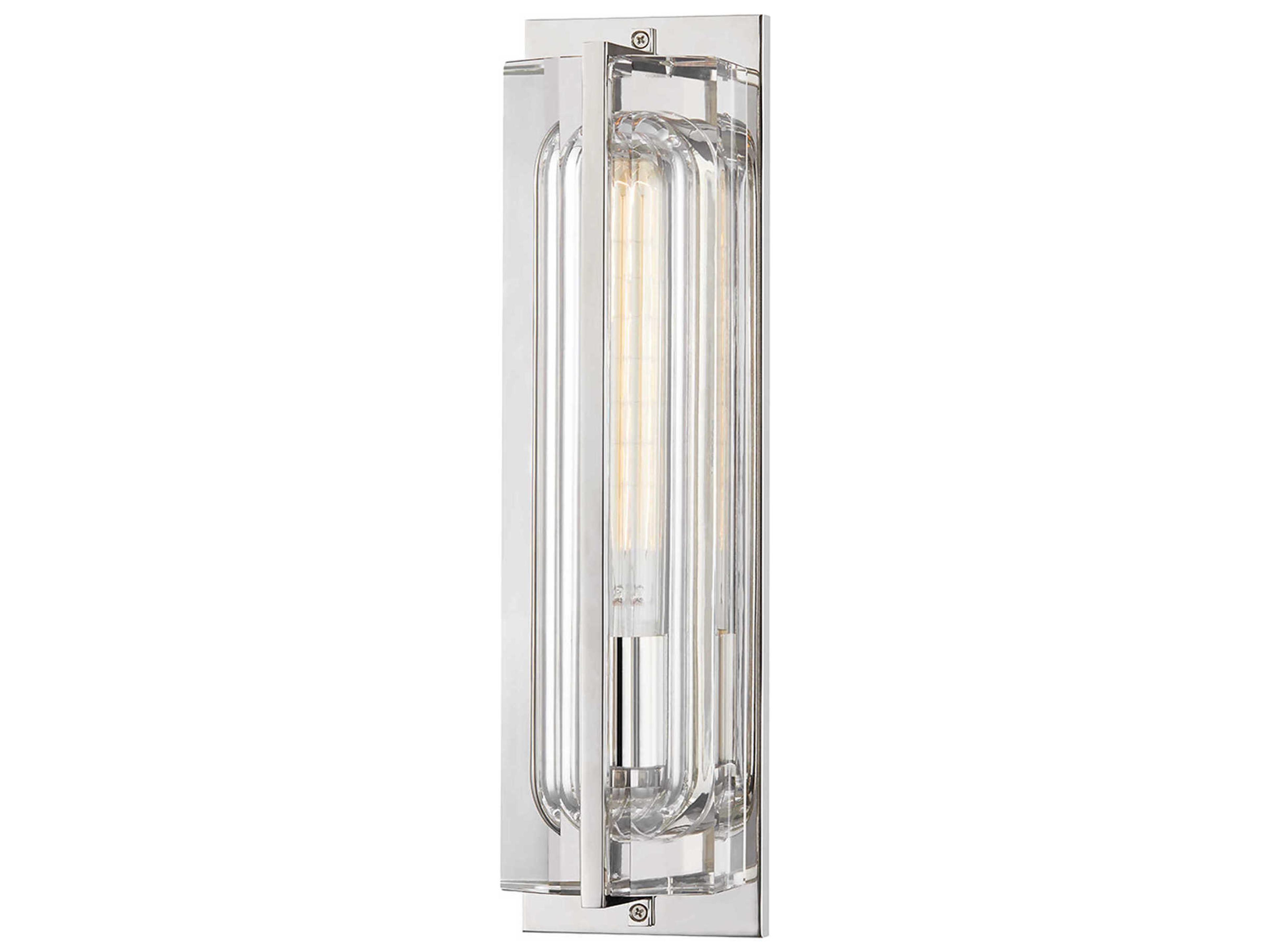 Hudson Valley Hawkins 1-Light Polished Nickel Glass Wall Sconce