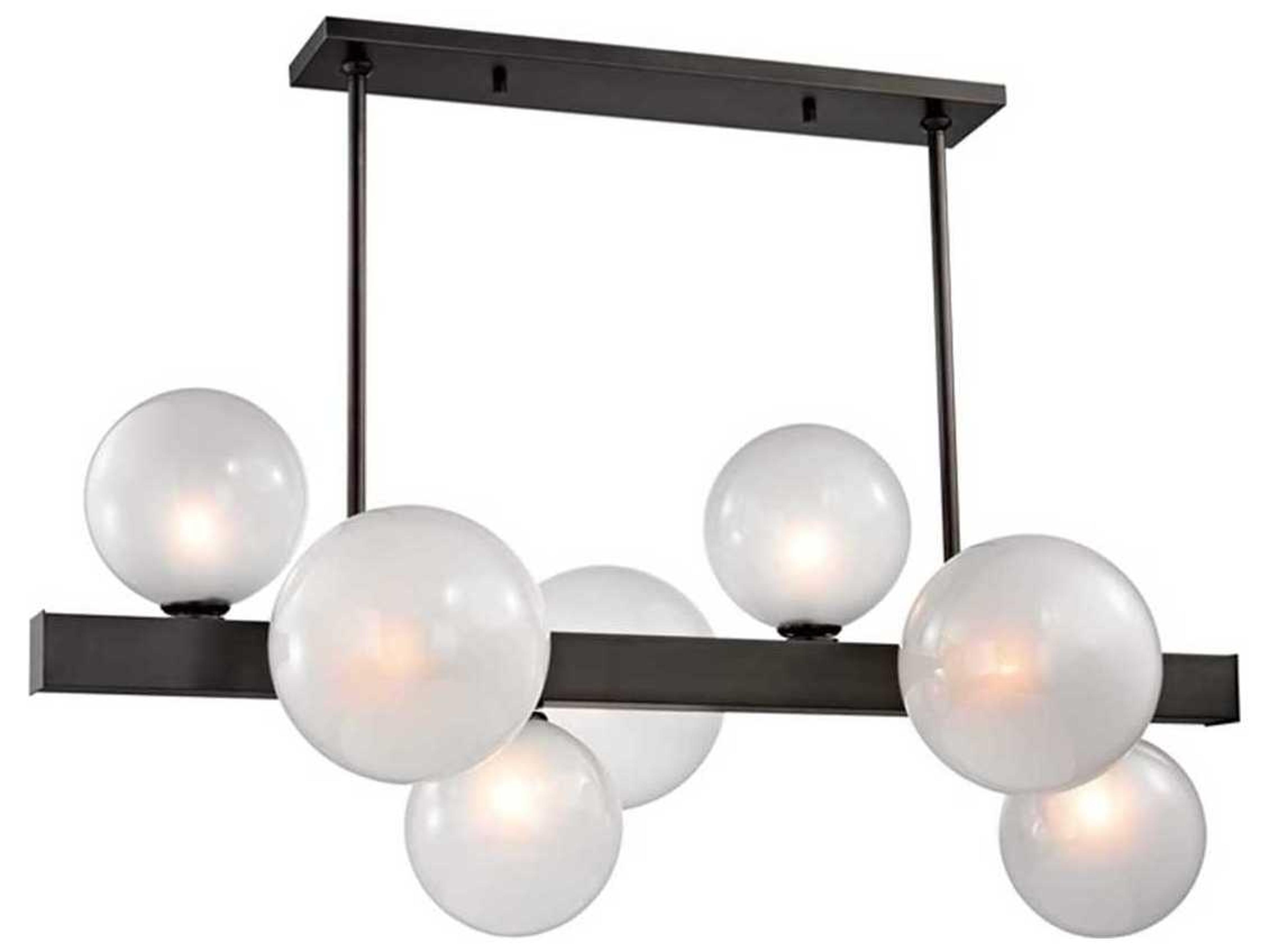 Hudson Valley Hinsdale 7-Light Old Bronze Clear Glass Globe Linear Island Pendant