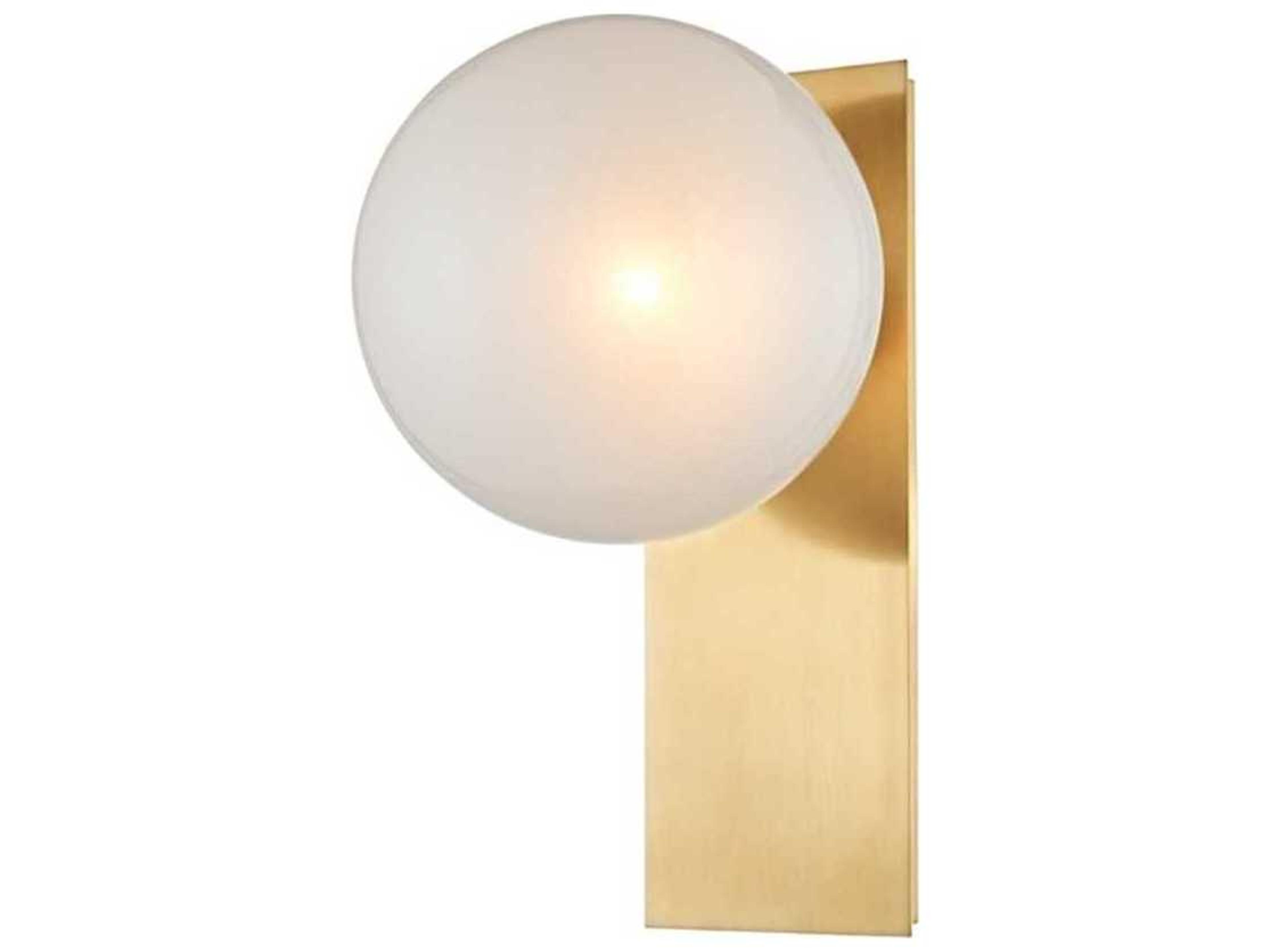 Hudson Valley Hinsdale 1-Light Aged Brass Off White Glass Wall Sconce