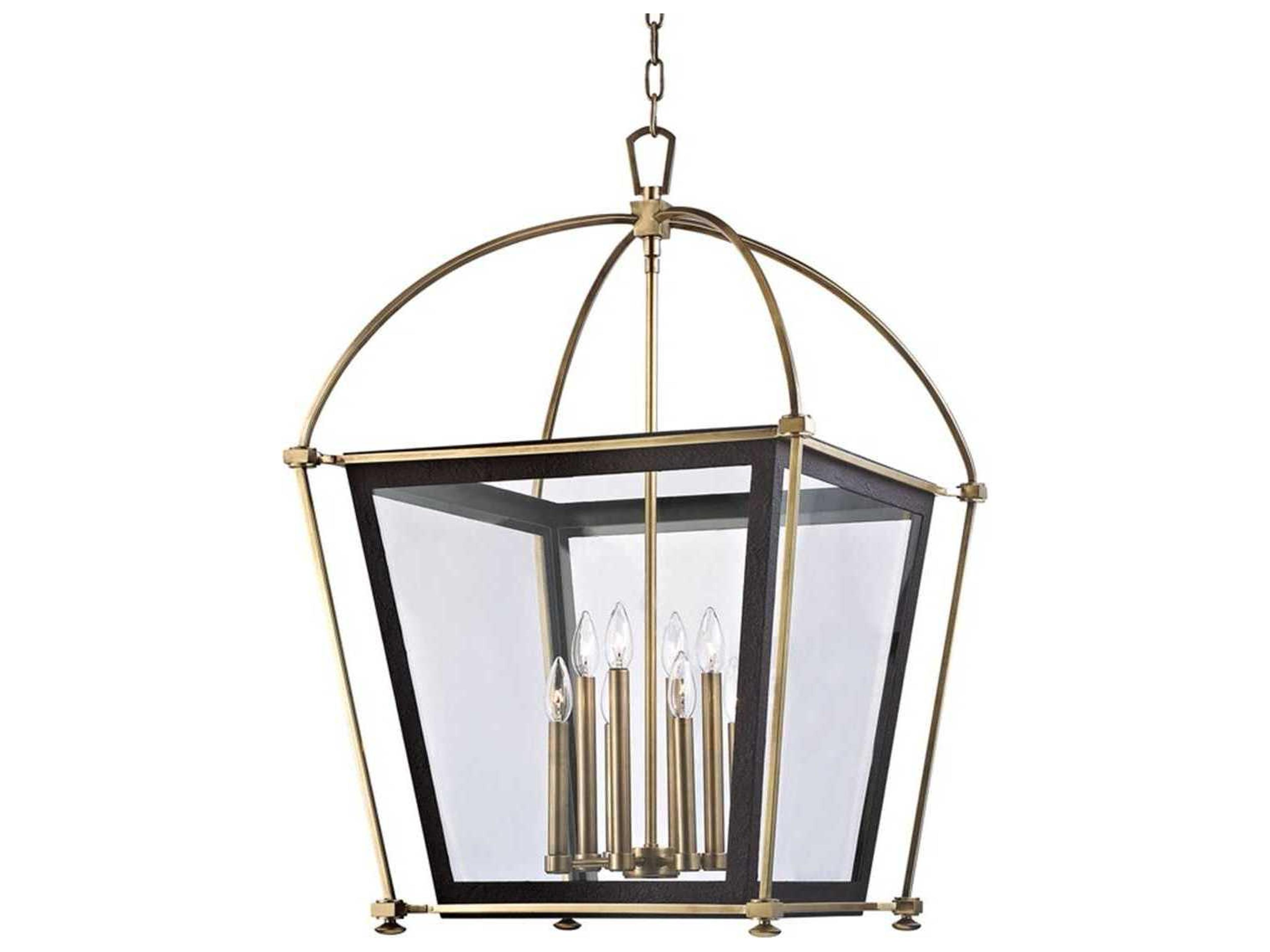 Hudson Valley Hollis 8-Light Aged Brass Clear Glass Candelabra Lantern Chandelier