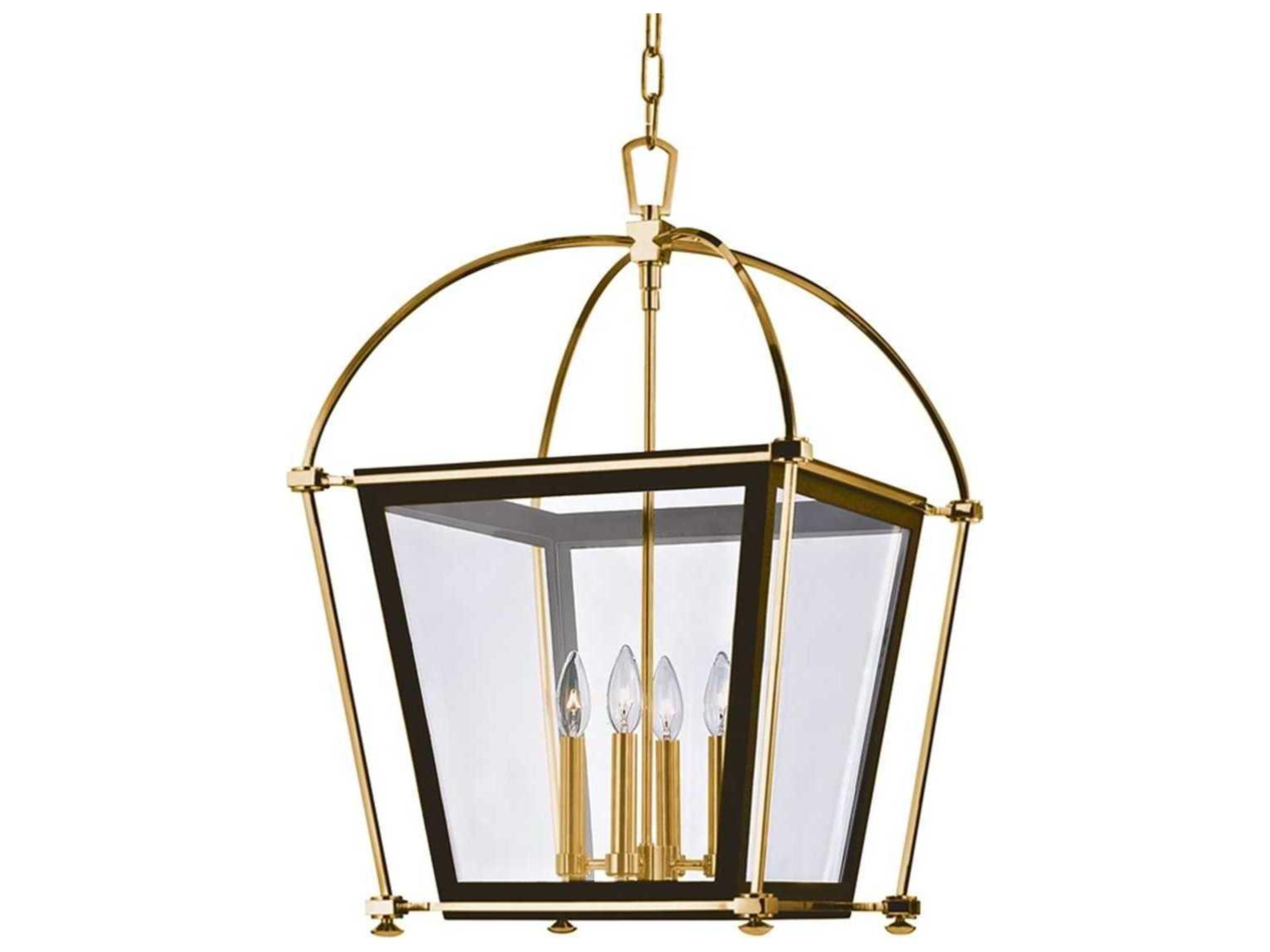 Hudson Valley Hollis 4-Light Aged Brass Clear Glass Candelabra Lantern Chandelier