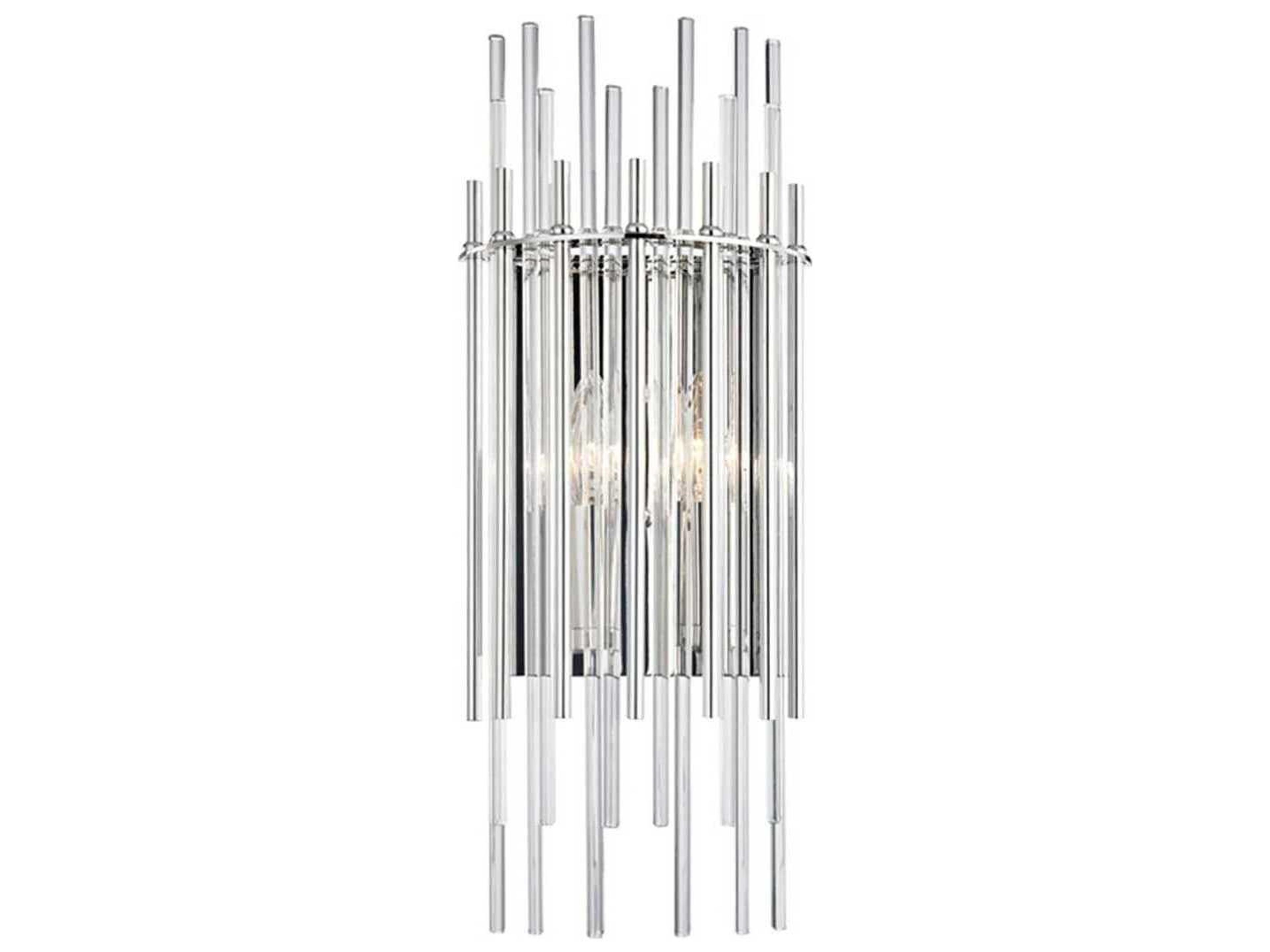 Hudson Valley Wallis 2-Light Polished Nickel Clear Glass Wall Sconce